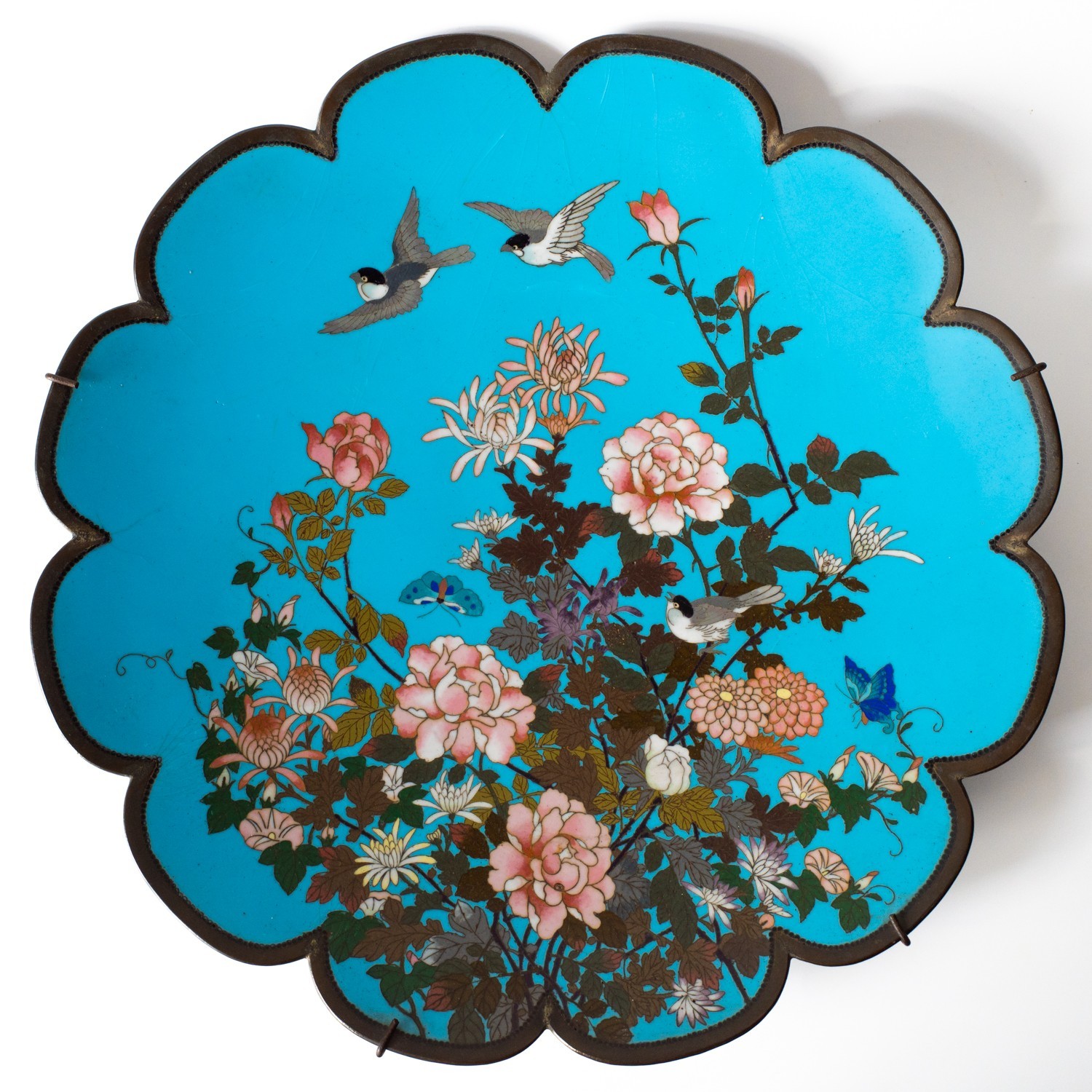 Fine Antique Japanese Meiji Period Cloisonne Enamelled Charger Plate 31cm 12\