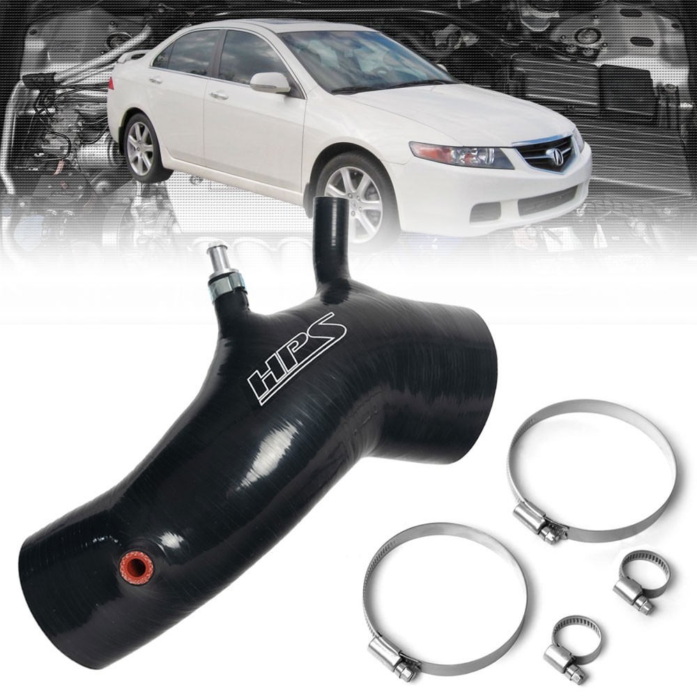 HPS Black Silicone Post MAF Air Intake Hose Kit For 04-08 Acura TSX CL9 2.4L