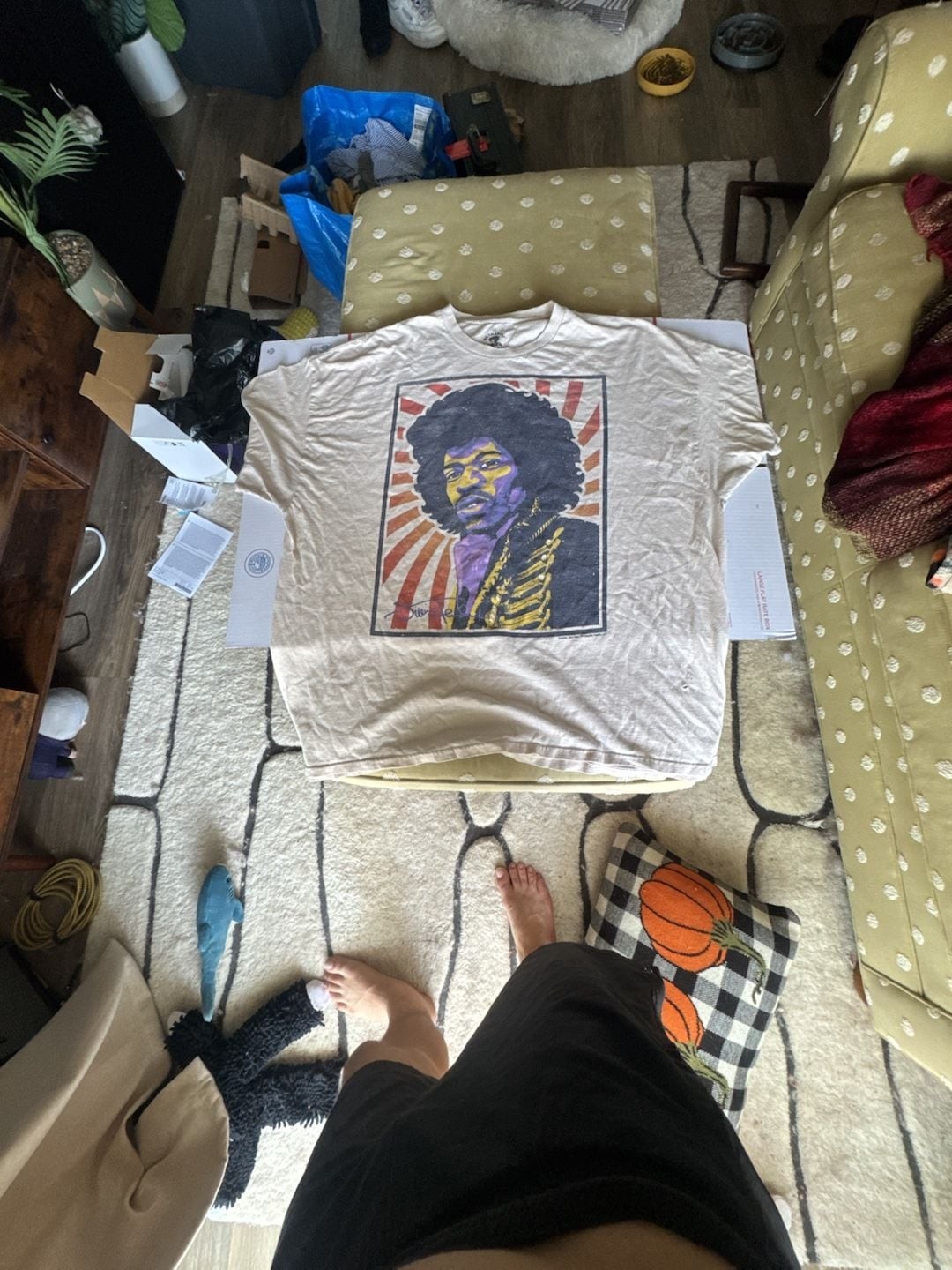Authentic Hendrix Jimi Hendrix Graphic Tee Beige 4X Band Shirt Rock Vintage Styl