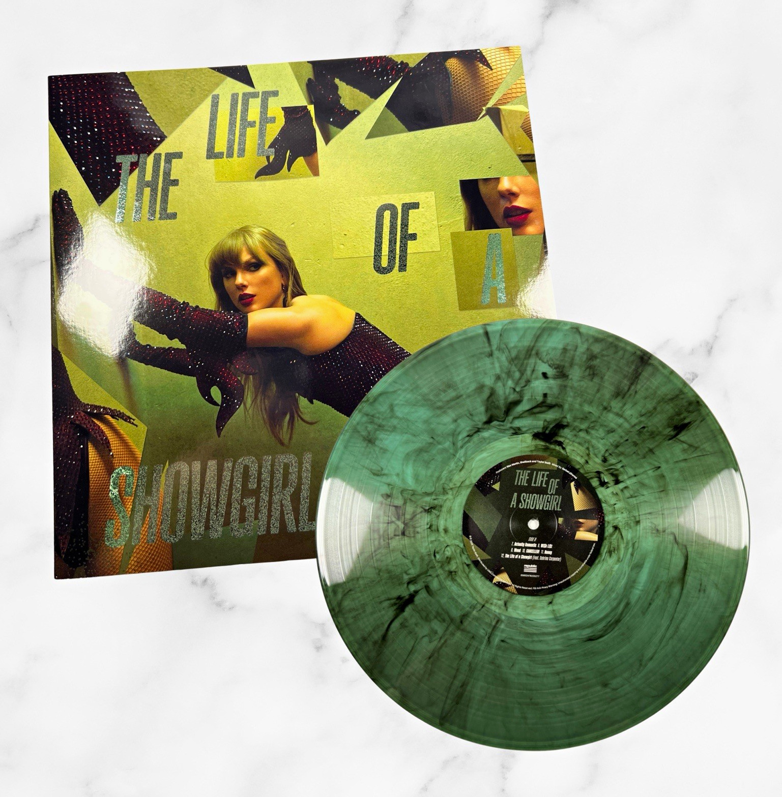 Taylor Swift Life of a Showgirl Shiny Bug Wintergreen & Onyx Marbled Vinyl LP