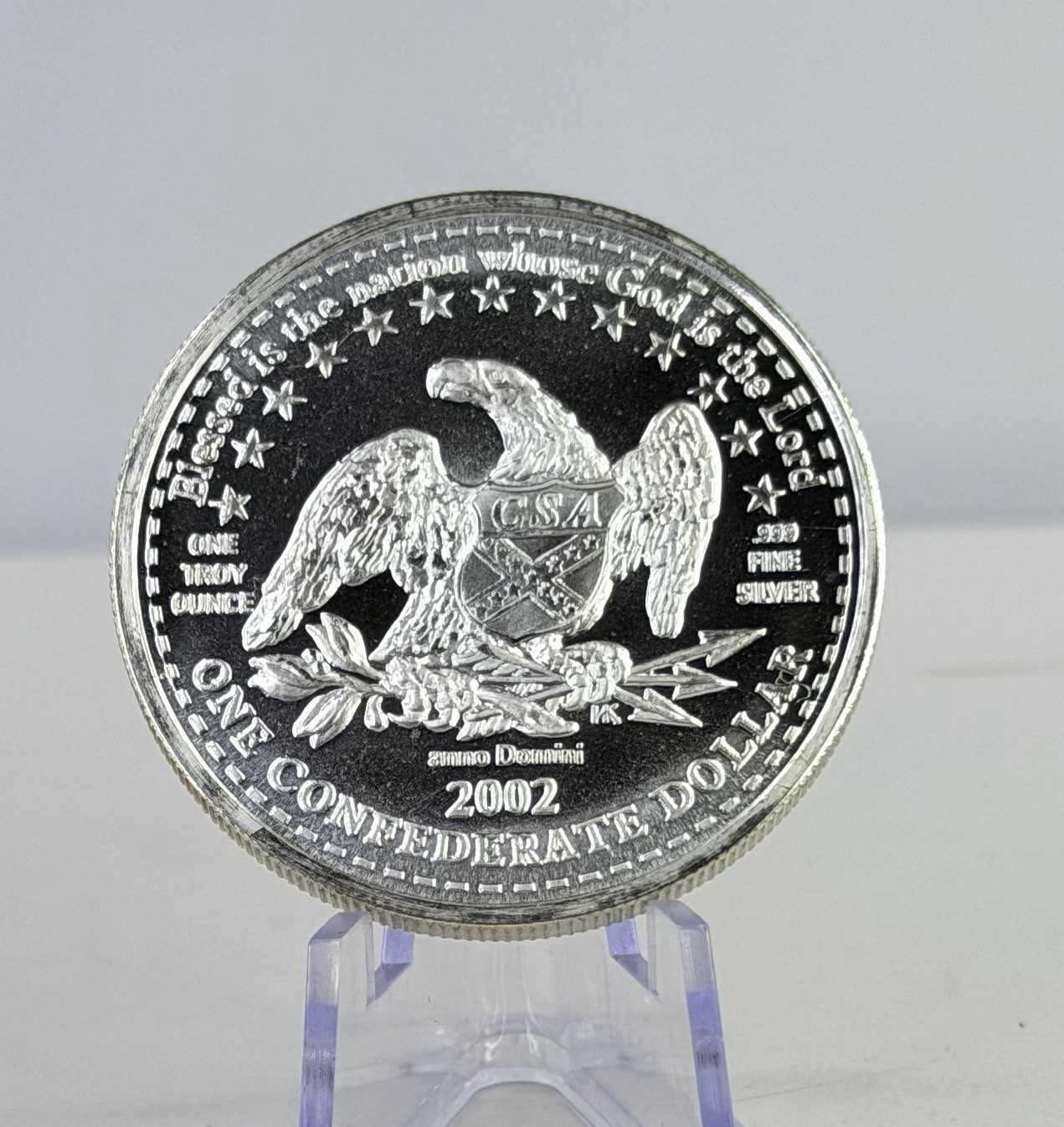 2002 CSA Confederate States of America 1 oz .999 Silver Round Eagle Reverse Vtg