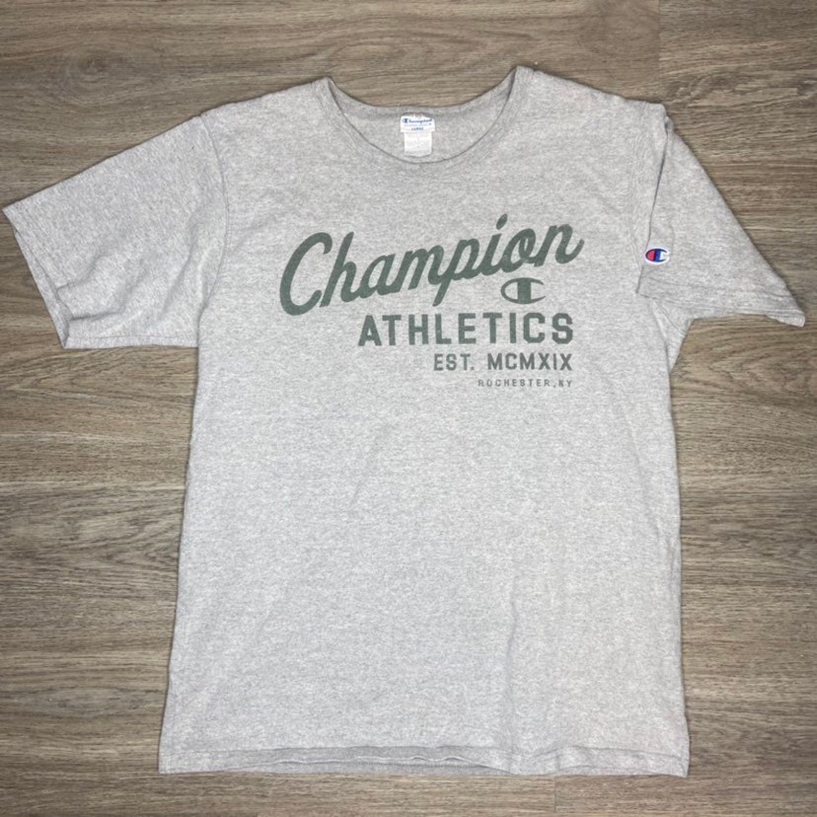 Vintage Men\'s Grey Reverse Weave Champion Tee Shirt (L)