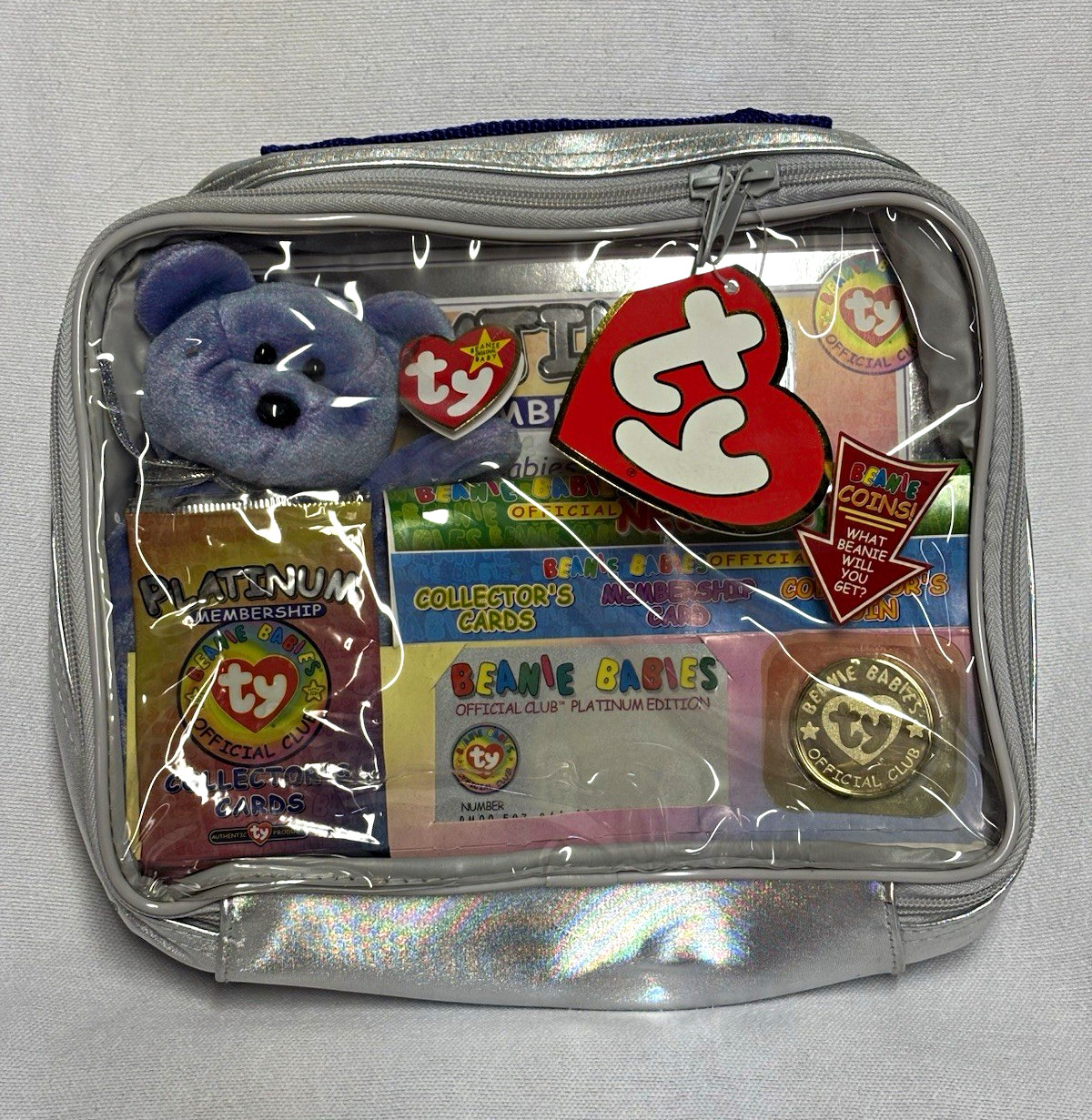 Ty Beanie Babies Official Club Platinum Membership Kit Plush Cards Coin Bag 1999