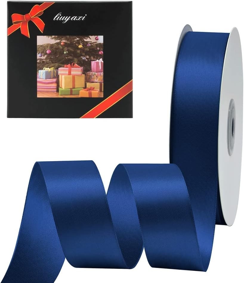 25 Yard Navy Blue Satin Ribbon 7/8\