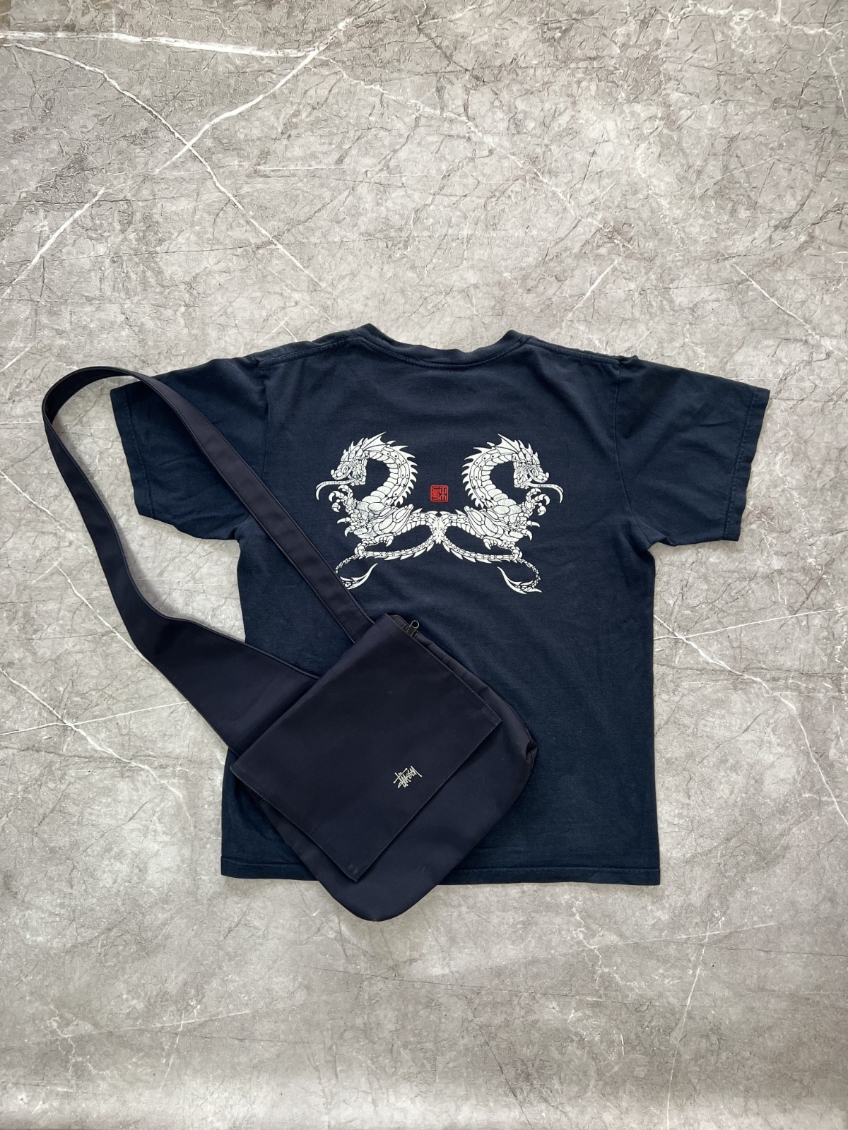 Stussy Outdoors Double Dragons Men\'s T-Shirt Size L Vintage Y2K Skater 90s Stussy Outdoors Double Dragons Men\'s T-Shirt Size L Vintage Y2K Skater 90s