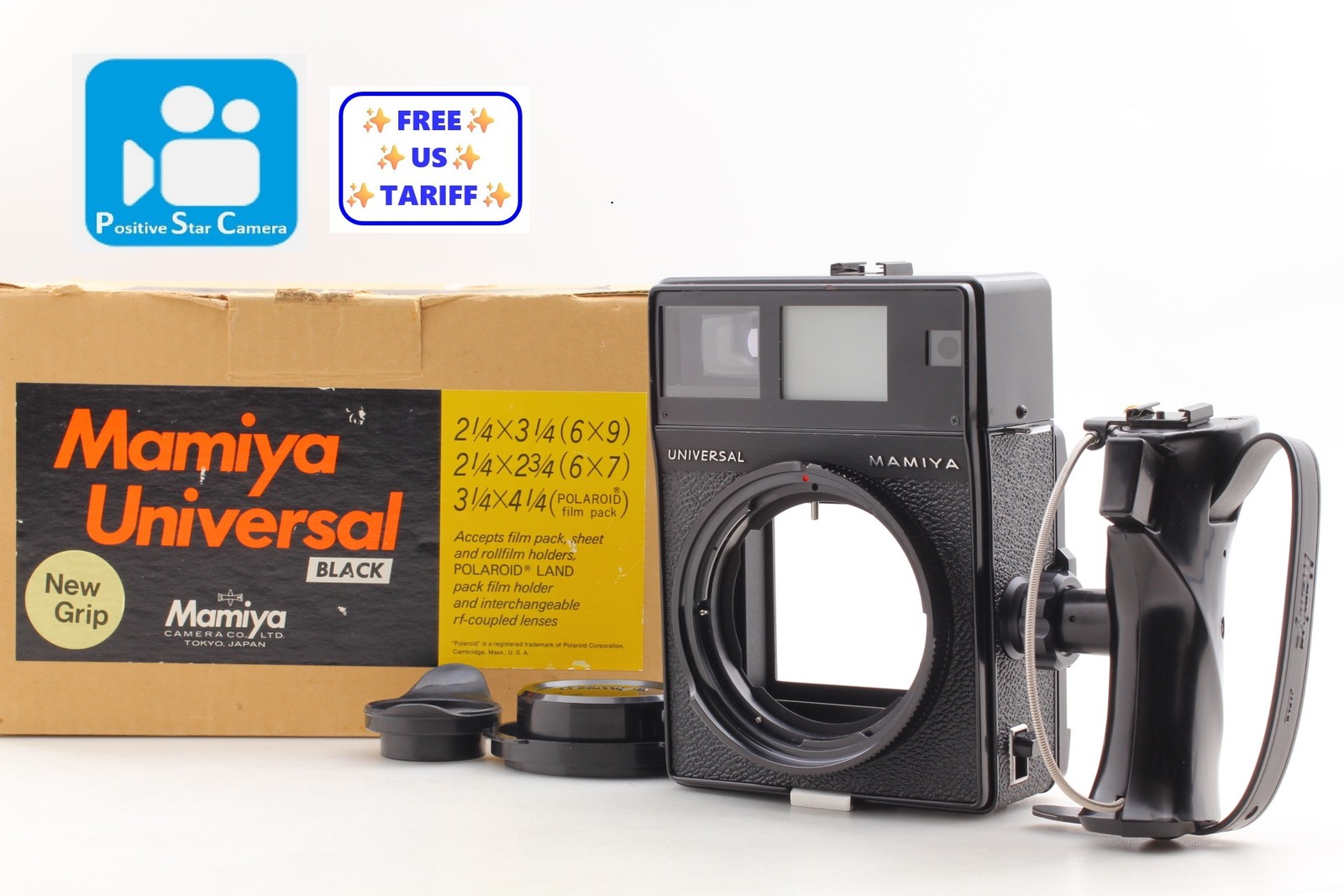 🎦👀✨MINT✨ Mamiya Universal Press Black Body Film Camera 6x9 From JAPAN