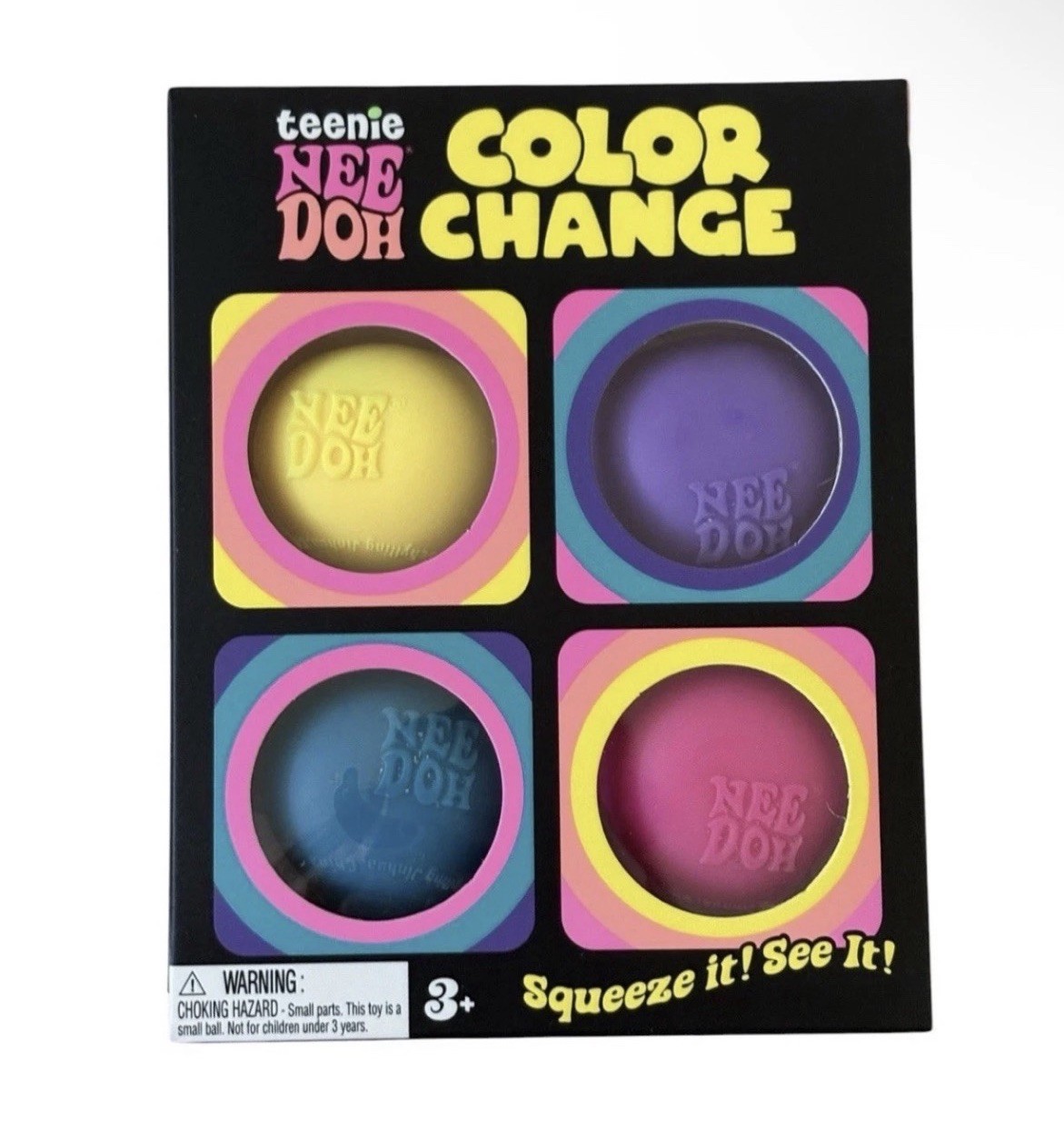 Schylling Teenie Nee Doh Color Change Squeeze Toy 4-Pack Sensory Fidget Needoh Schylling Teenie Nee Doh Color Change Squeeze Toy 4-Pack Sensory Fidget Needoh