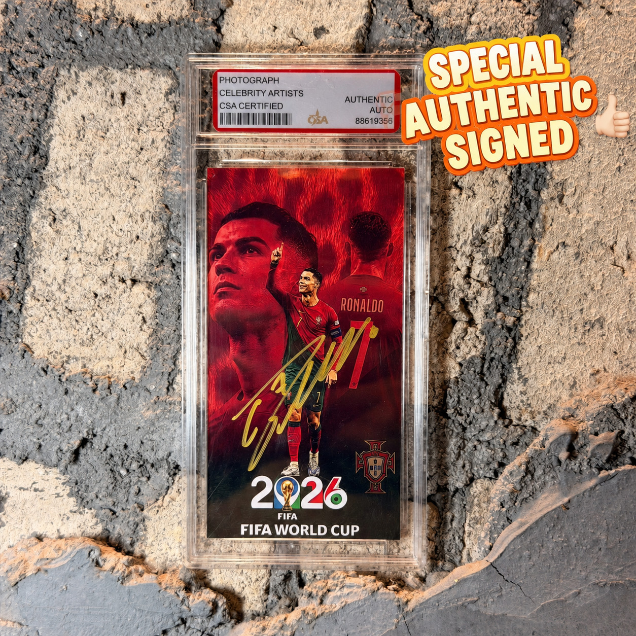 Cristiano Ronaldo Signed 3 Inch Extended Photo With Card Holder Collectible
