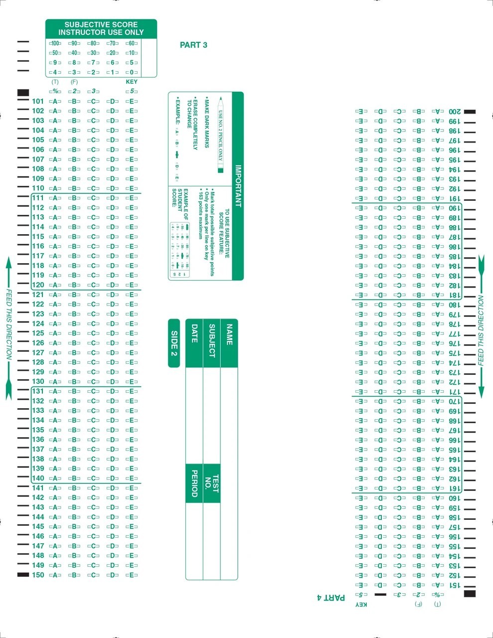 TEST-884E (500 Sheet Pack) 884 E Scantron Compatible Testing Forms