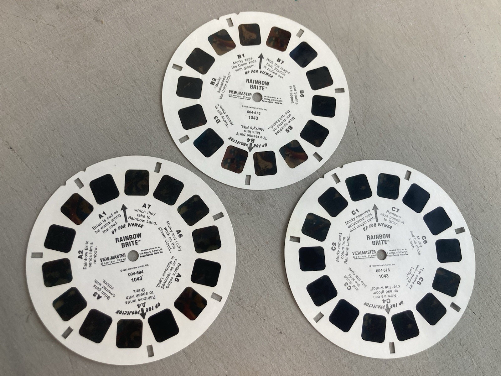 VINTAGE 1983 VIEW-MASTER RAINBOW BRITE 3 REELS SET OF 21 3D PICS