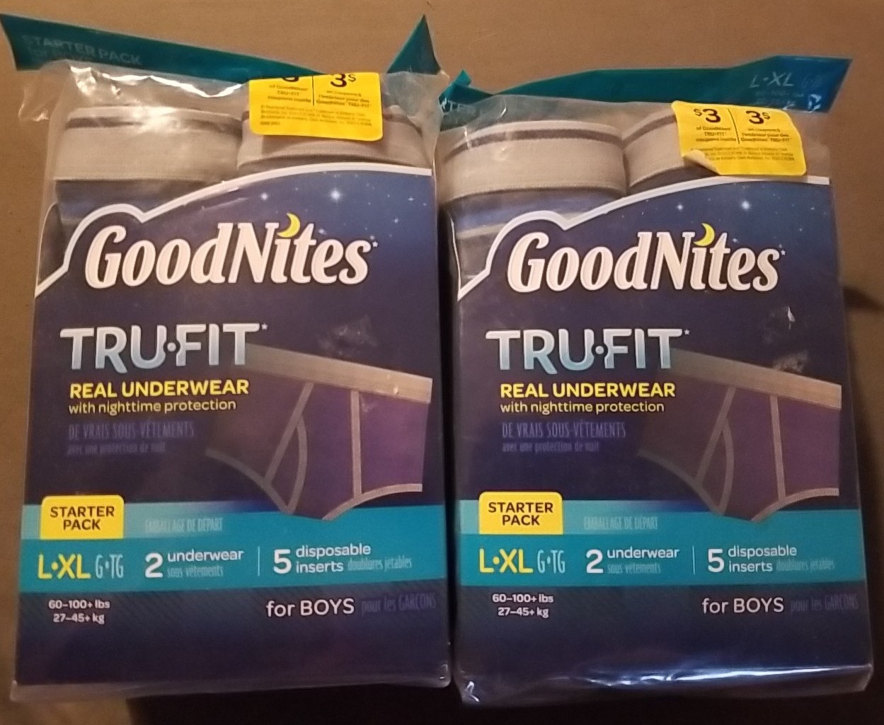 Lot Of 2 NEW GoodNites Tru-Fit Real Underwear Boys L/XL Starter Packs Tru Fit Lot Of 2 NEW GoodNites Tru-Fit Real Underwear Boys L/XL Starter Packs Tru Fit
