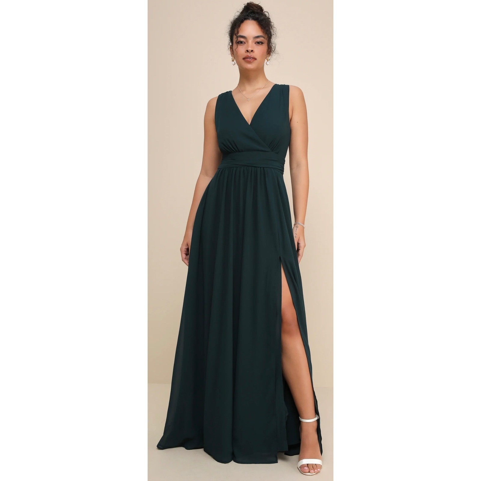 Lulus Thoughts of Hue Emerald Green Surplice Maxi Dress Formal Wedding Guest XL