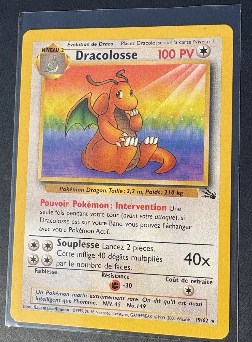 Pokemon fossil red logo 3rd print 99 - 2000 Dragonite (Dracolosse) 19/62 French Pokemon fossil red logo 3rd print 99 - 2000 Dragonite (Dracolosse) 19/62 French