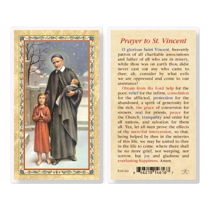 Prayer to Saint Vincent de Paul  - Laminated Holy Card 106-562