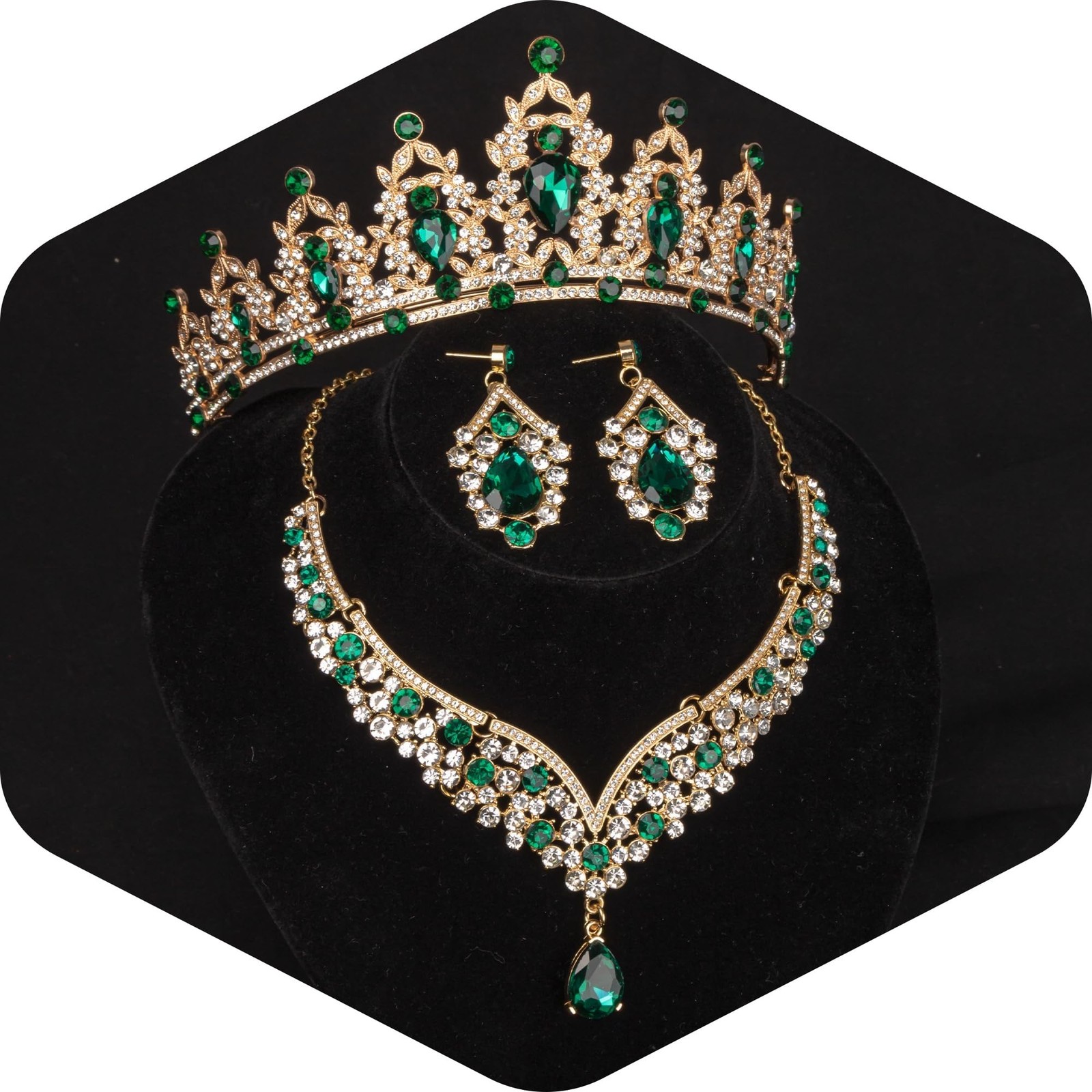 FIRCRE Crystal Bridal Jewelry Set Crowns and tiaras for women, crown and jewelry