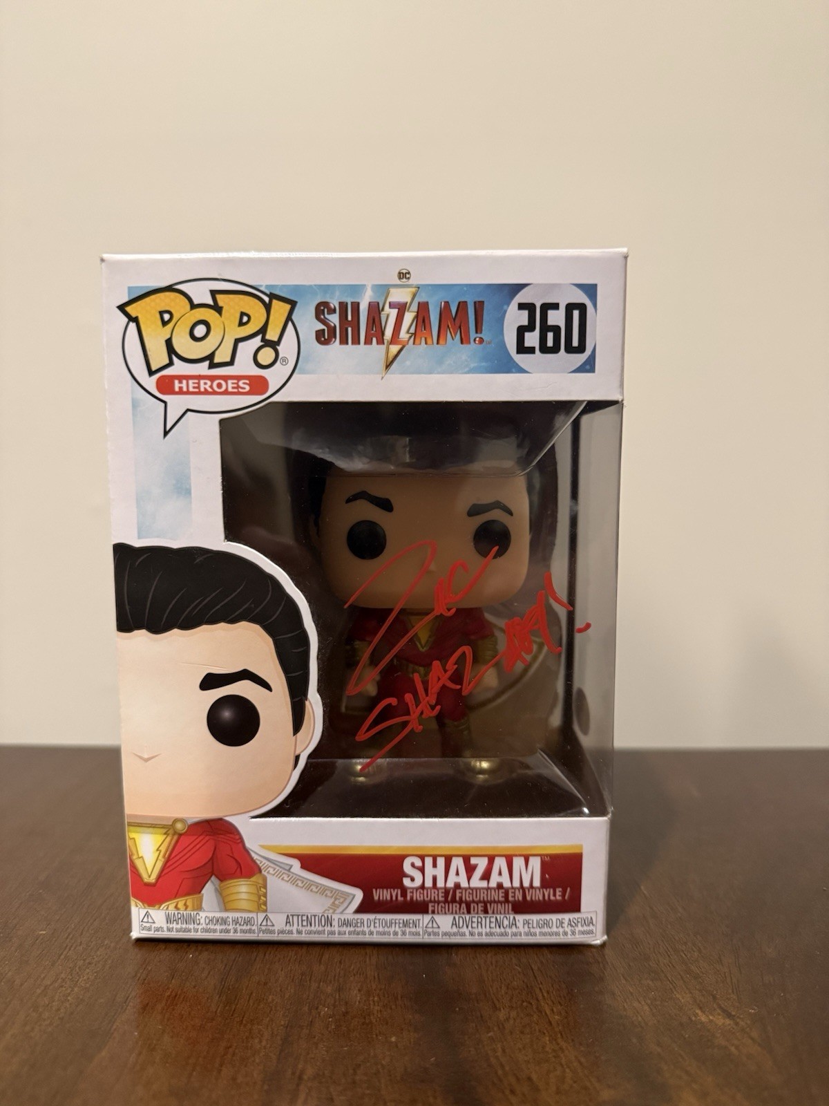 Zachary Levi Signed Shazam Funko Pop JSA certified Authentic Box Imperfect Zachary Levi Signed Shazam Funko Pop JSA certified Authentic Box Imperfect