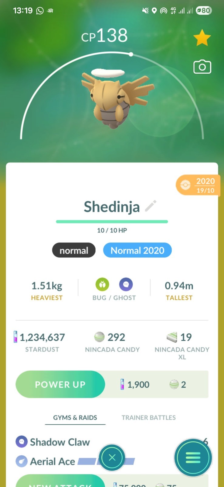 Shedinja ( Caught In 2020 ) Pokemon Tr@de Go