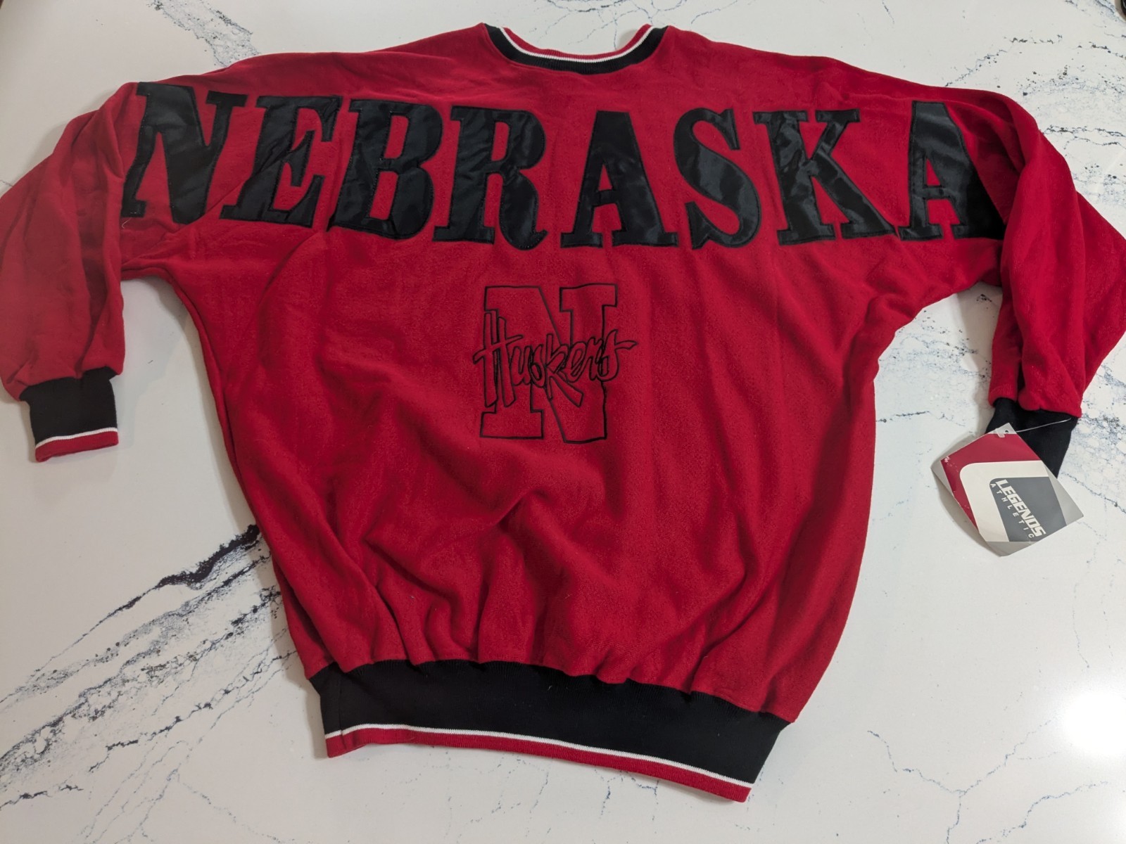Deadstock NWT VTG 90\'s Nebraska Cornhuskers Embroidered Spellout Sweatshirt XL Deadstock NWT VTG 90\'s Nebraska Cornhuskers Embroidered Spellout Sweatshirt XL