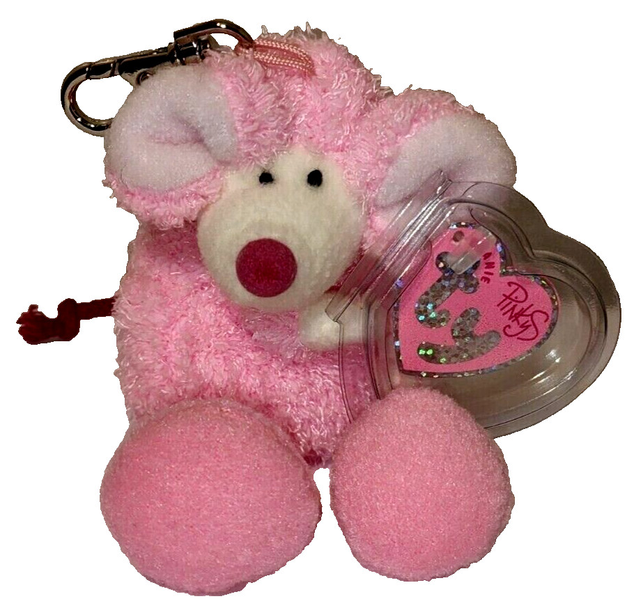 Ty Pinkys RATZO the Pink Rat (Metal Key Clip) Beanie Baby 4\