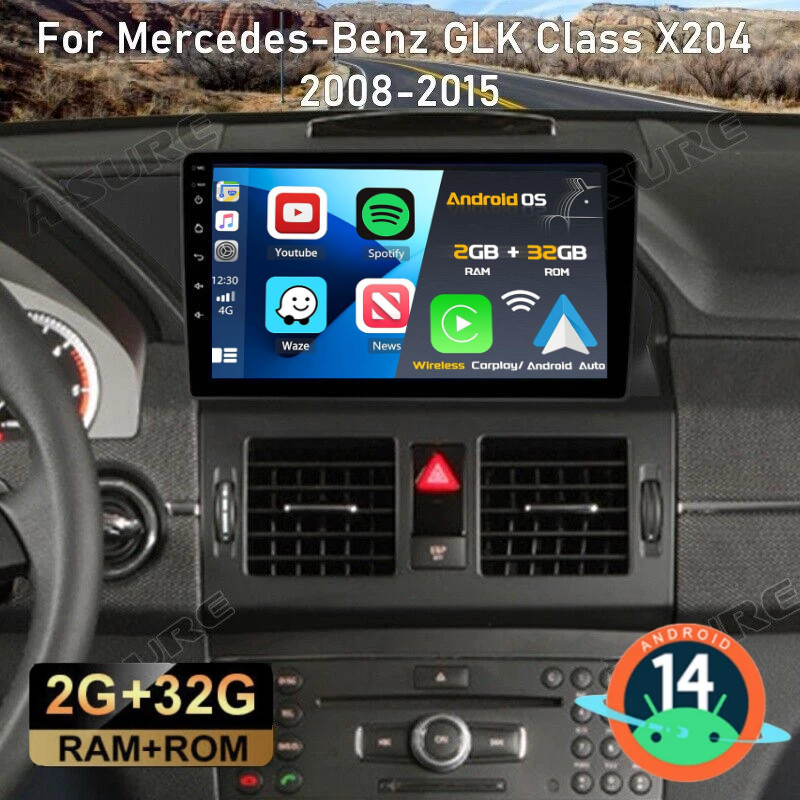 For 2008-2015 Mercedes-Benz GLK350 X204 Android 14 CarPlay Stereo Radio GPS Navi For 2008-2015 Mercedes-Benz GLK350 X204 Android 14 CarPlay Stereo Radio GPS Navi