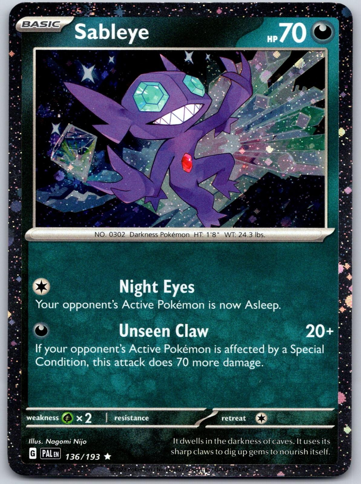 Sableye 136/193 Rare Paldea Evolved Pokemon Holo Near Mint Sableye 136/193 Rare Paldea Evolved Pokemon Holo Near Mint