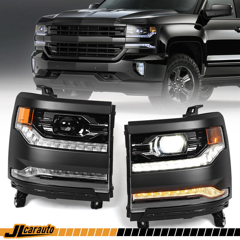Full LED Projector Headlights For Chevy Silverado 1500 2016-2018 Right+Left