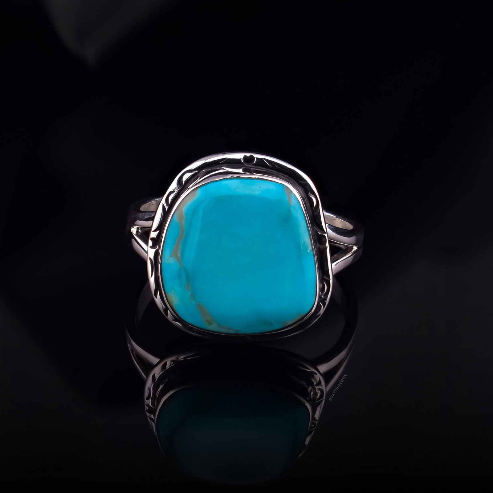 Navajo Kingman Turquoise Ring Size 9 Sterling Silver Native American Handmade