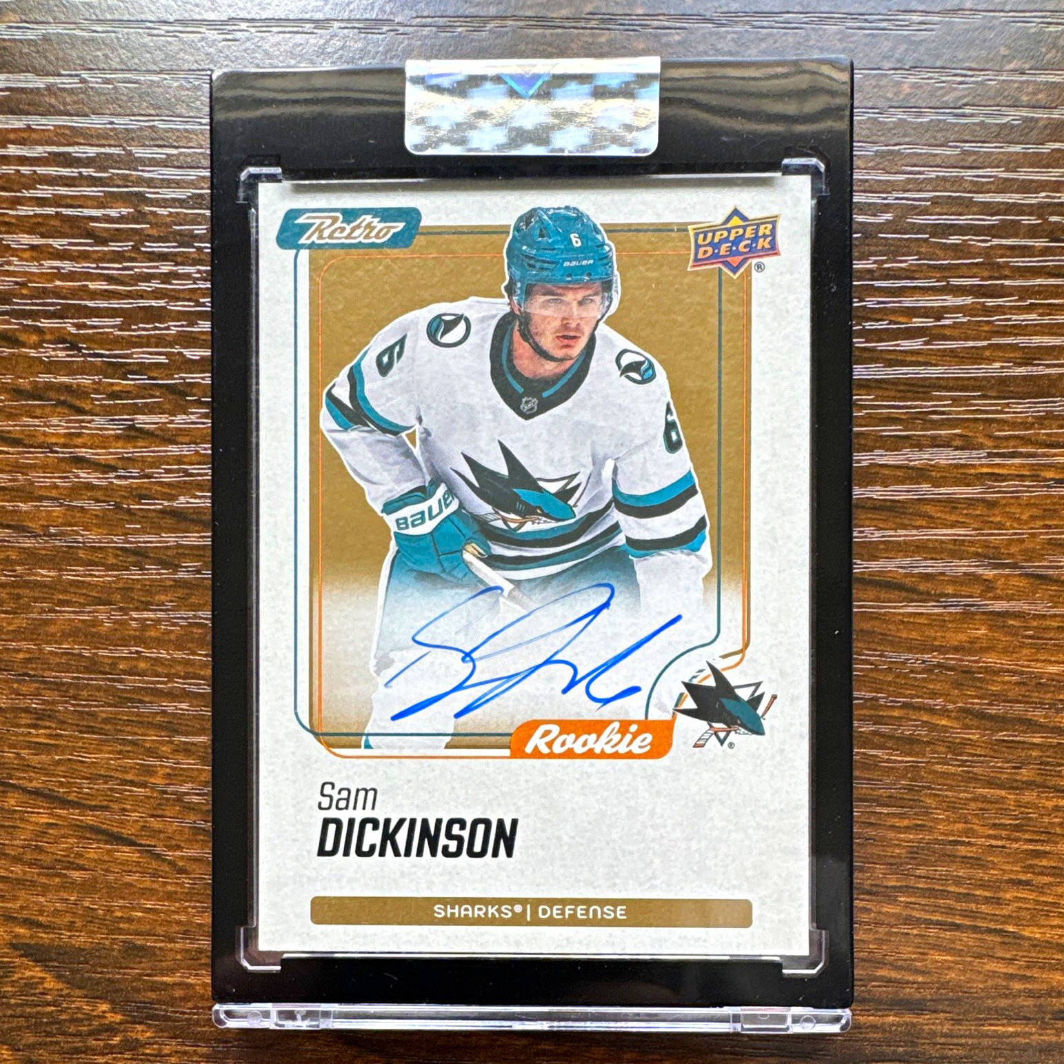 Upper Deck 2025-26 Clear Cut Retro Sam Dickinson Sharks Rookie Auto RA-SD