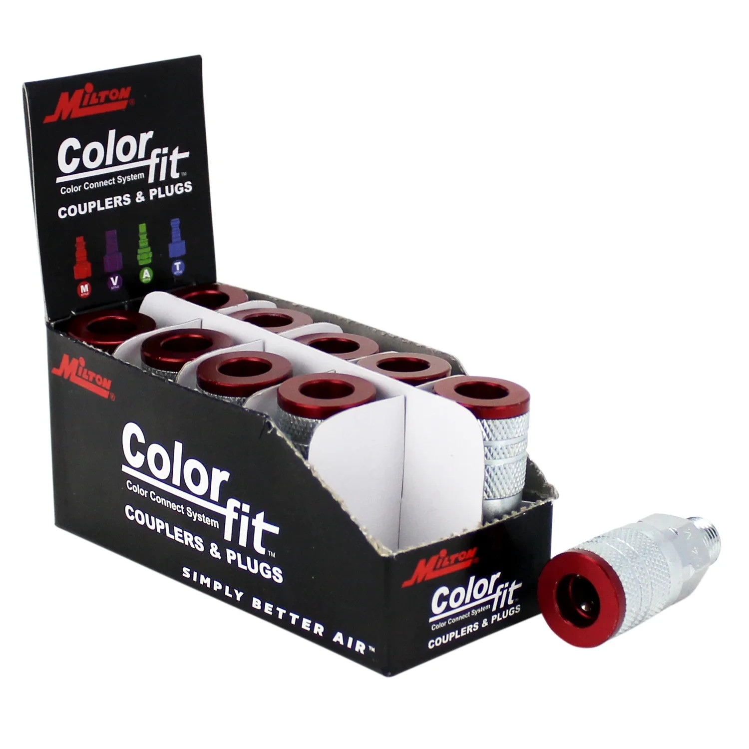 Milton® COLORFIT® Couplers (M-STYLE®, Red) - 1/4\