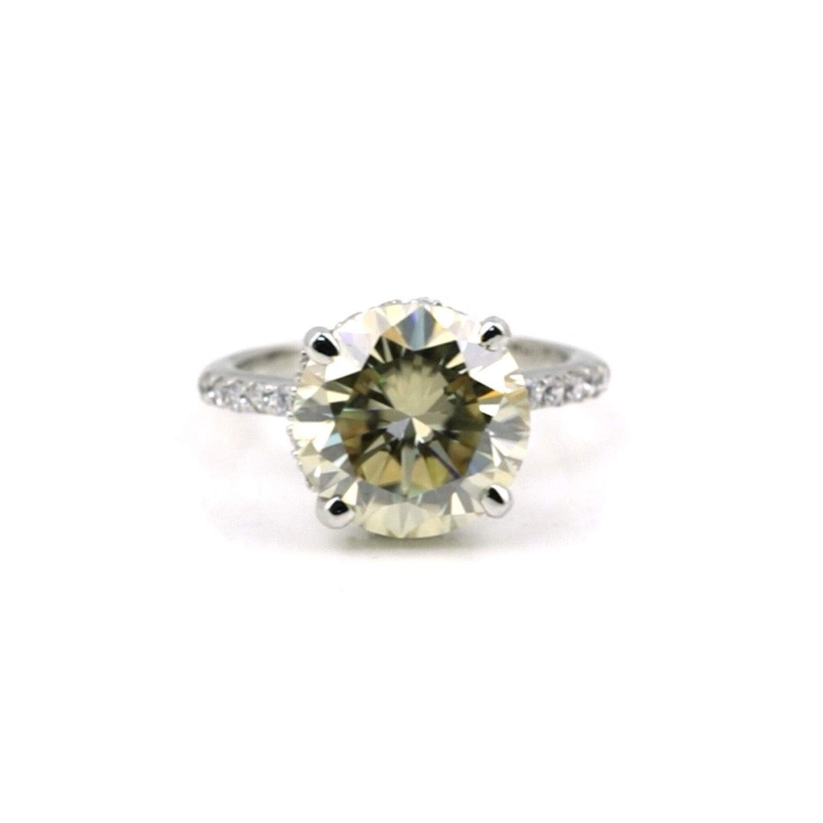 2.9 Ct Round Champagne Lab Grown Diamond Ring VS1 925 Silver Women\'s Gift