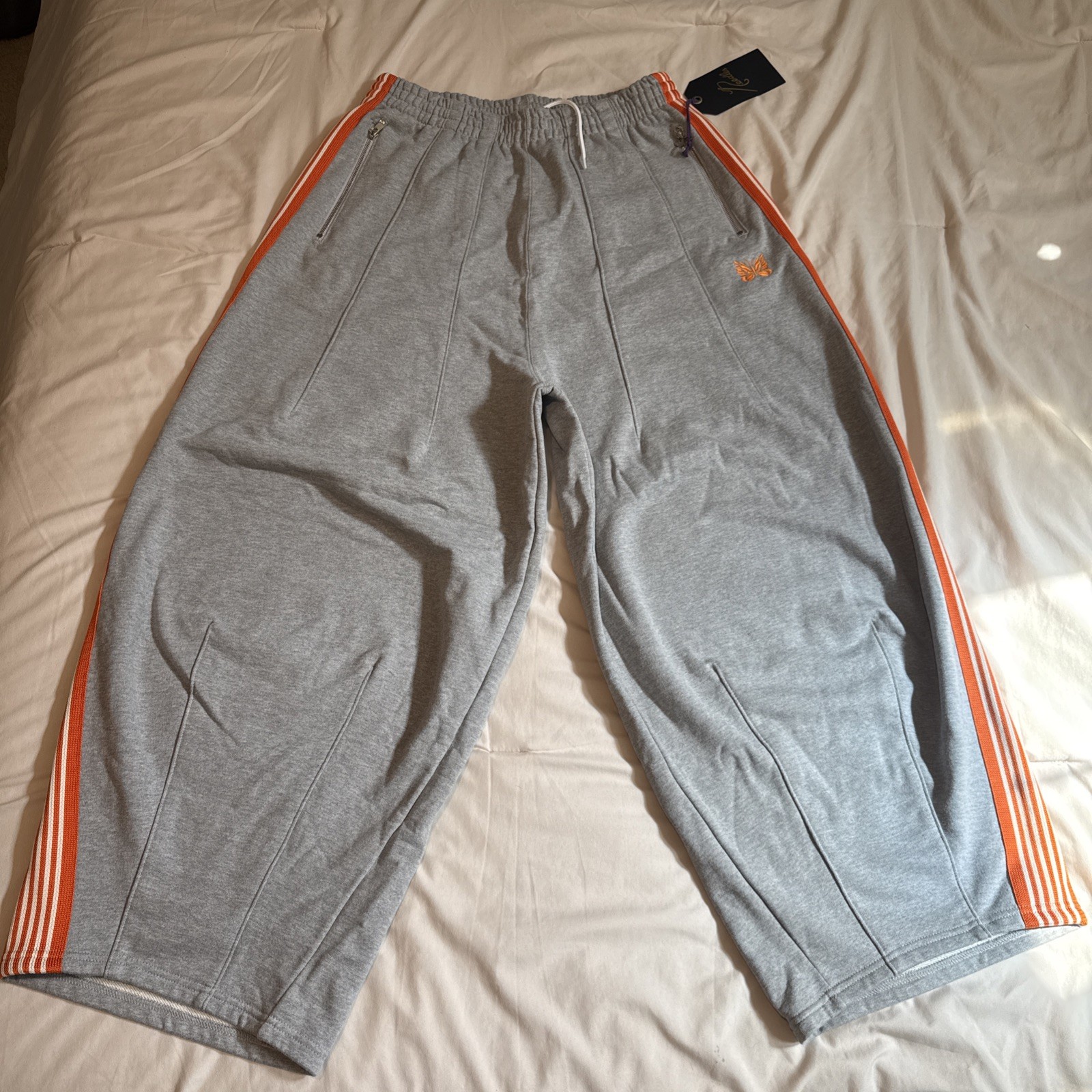 Brand New Needles Sweatpants Size M Grey/orange