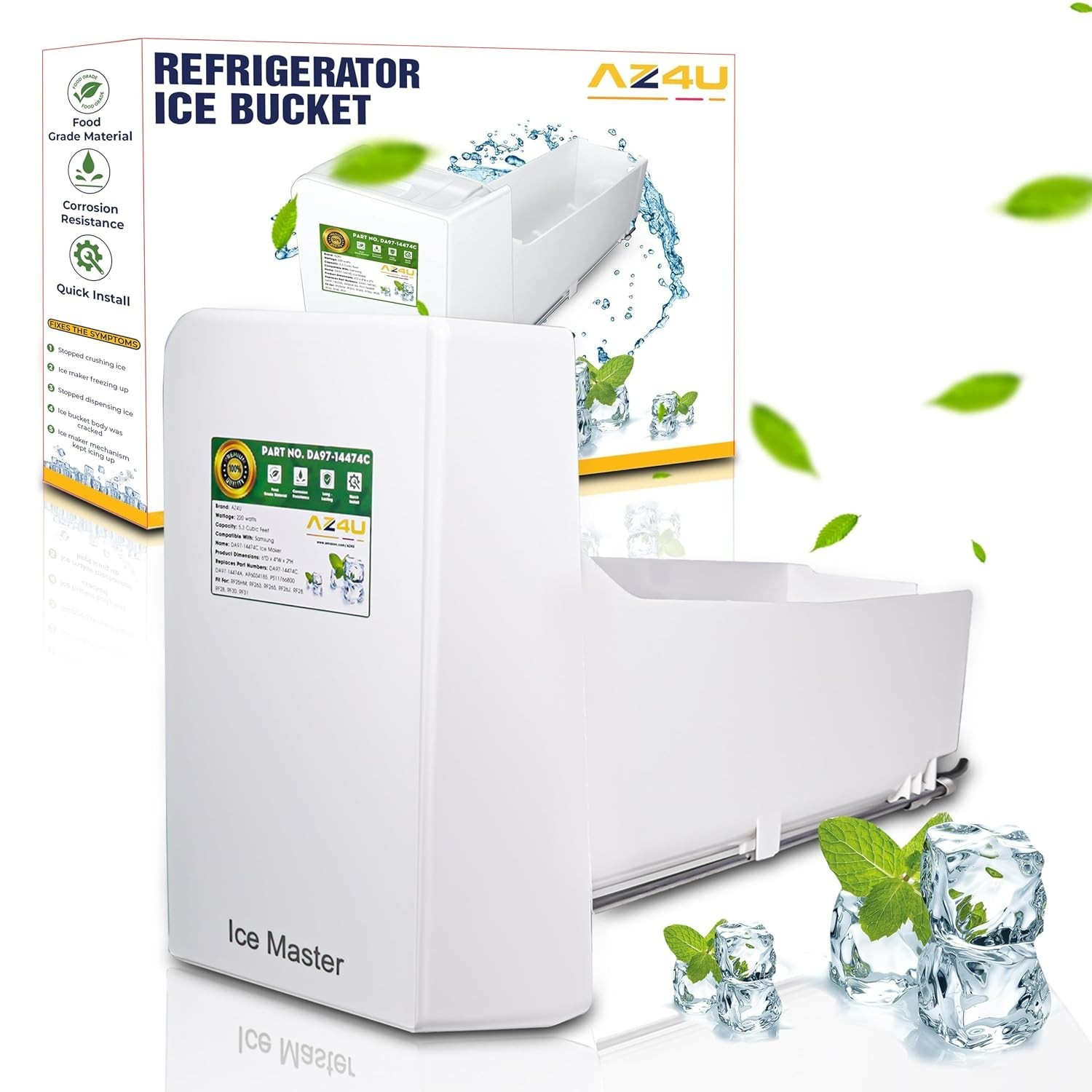 DA97-14474C Ice Bucket Compatible with Samsung Refrigerator RF28HFEDTSR