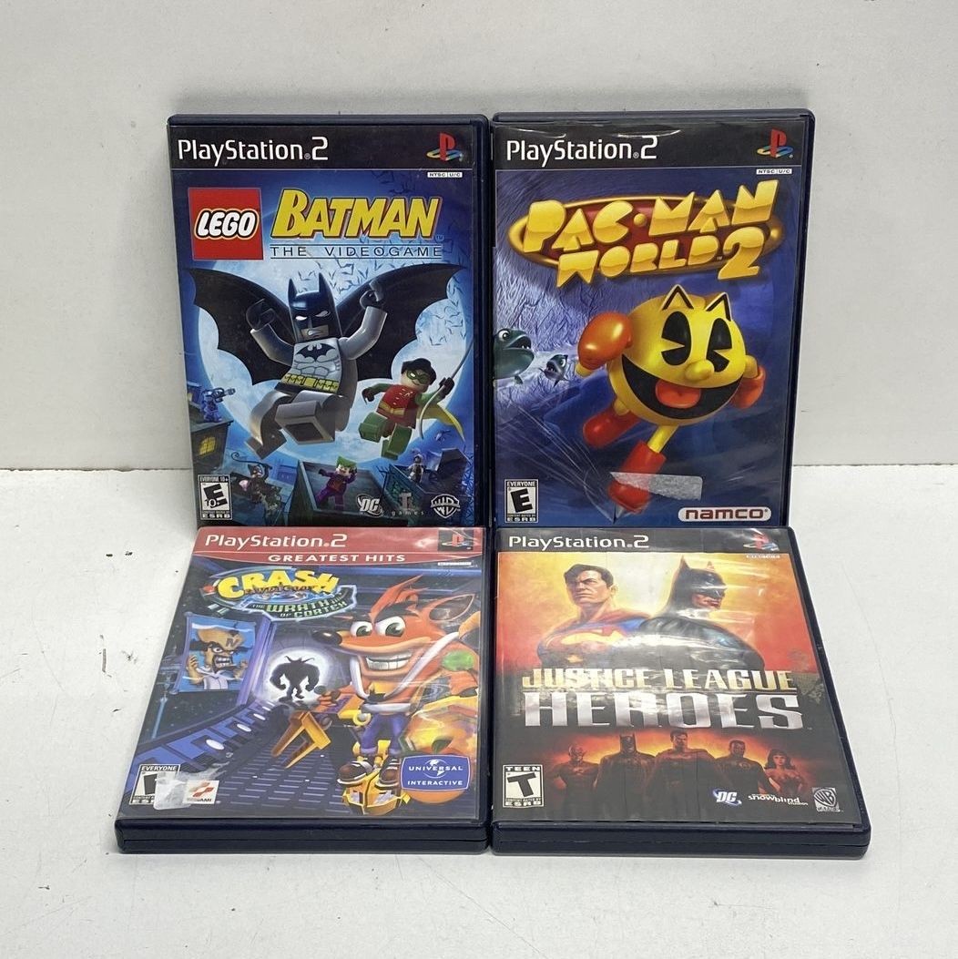 LEGO Batman Crash Bandicoot Pac-Man 4 Game Lot Sony PlayStation 2 PS2 CIB Bundle