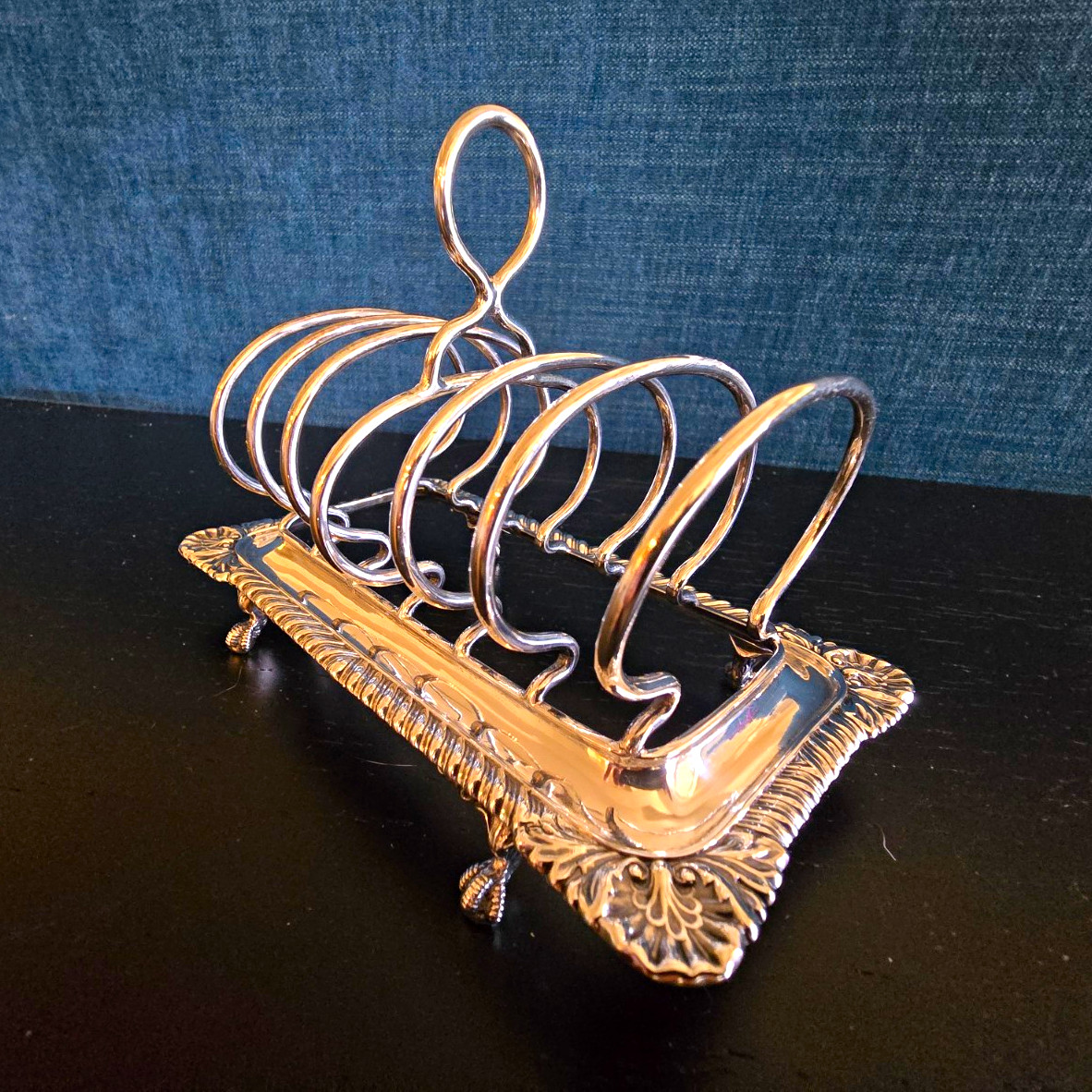 1896 Victorian Sterling Silver 6 slot Toast Rack from Martin Hall Co Sheffield