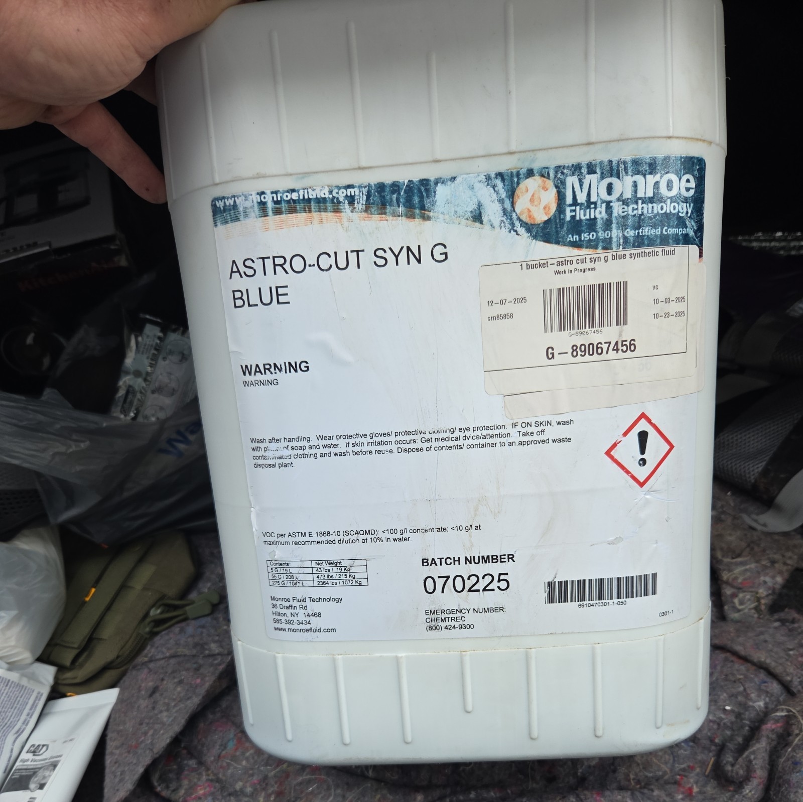 Monroe Fluid Technology Astro-Cut SYN 5 Gal Blue Pail Cutting & Grinding syn Monroe Fluid Technology Astro-Cut SYN 5 Gal Blue Pail Cutting & Grinding syn