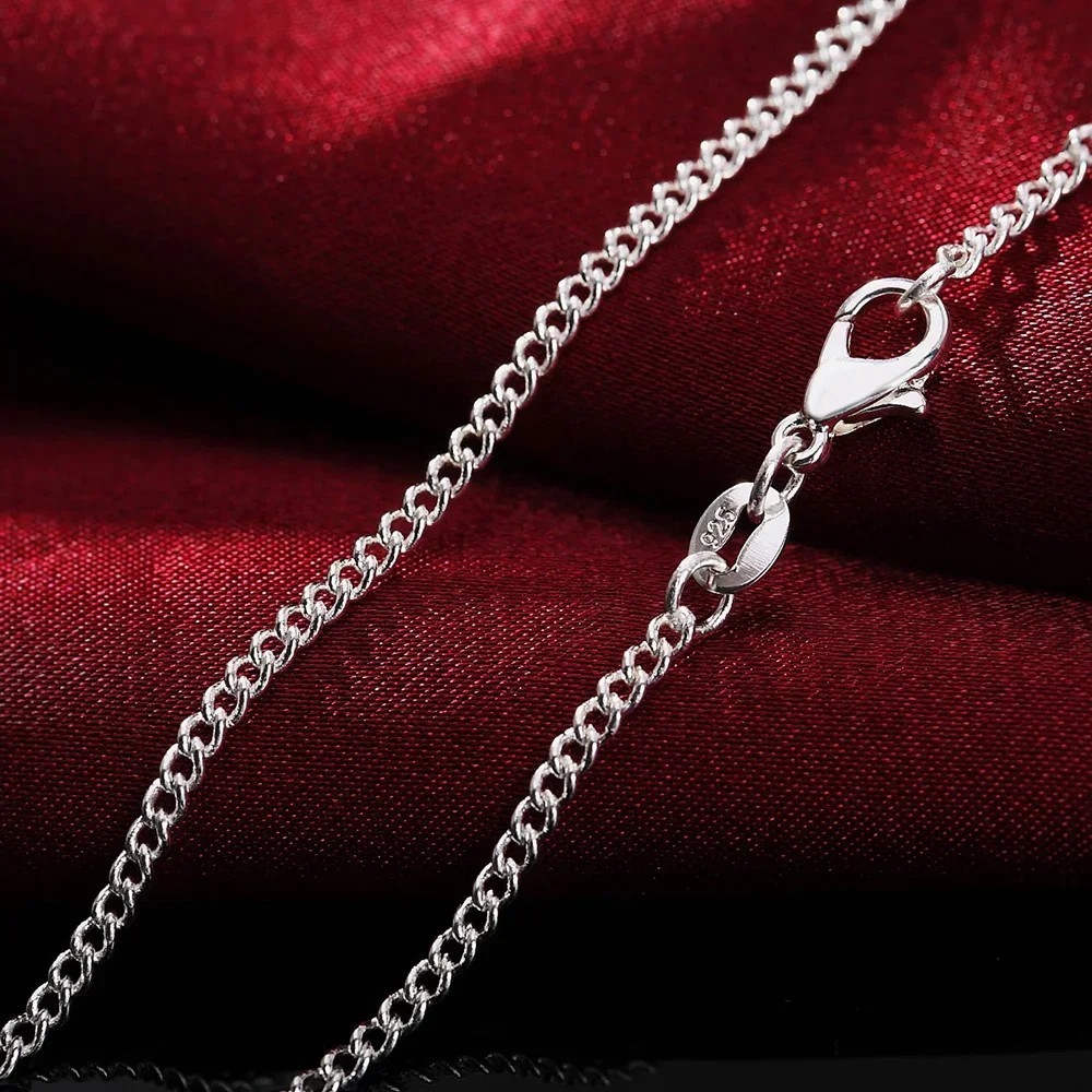 Genuine 925 Sterling Silver Curb Chain Necklace Lobster Clasp 16\