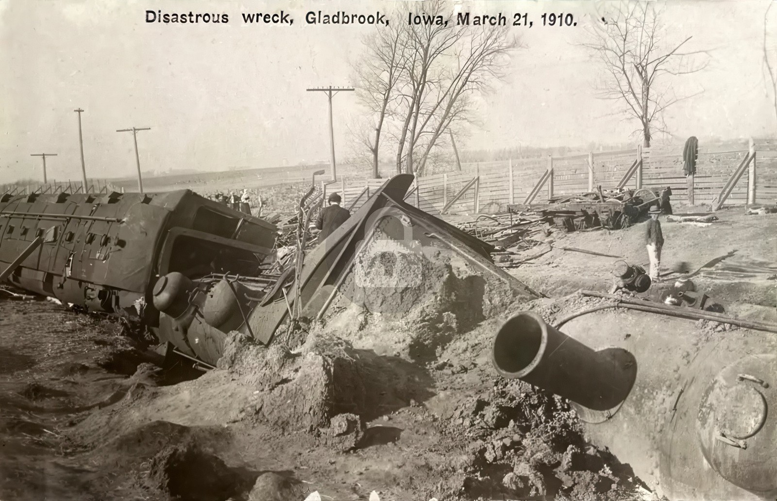 Train Wreck Gladbrook IA Iowa RPPC Photo Postcard COPY Train Wreck Gladbrook IA Iowa RPPC Photo Postcard COPY
