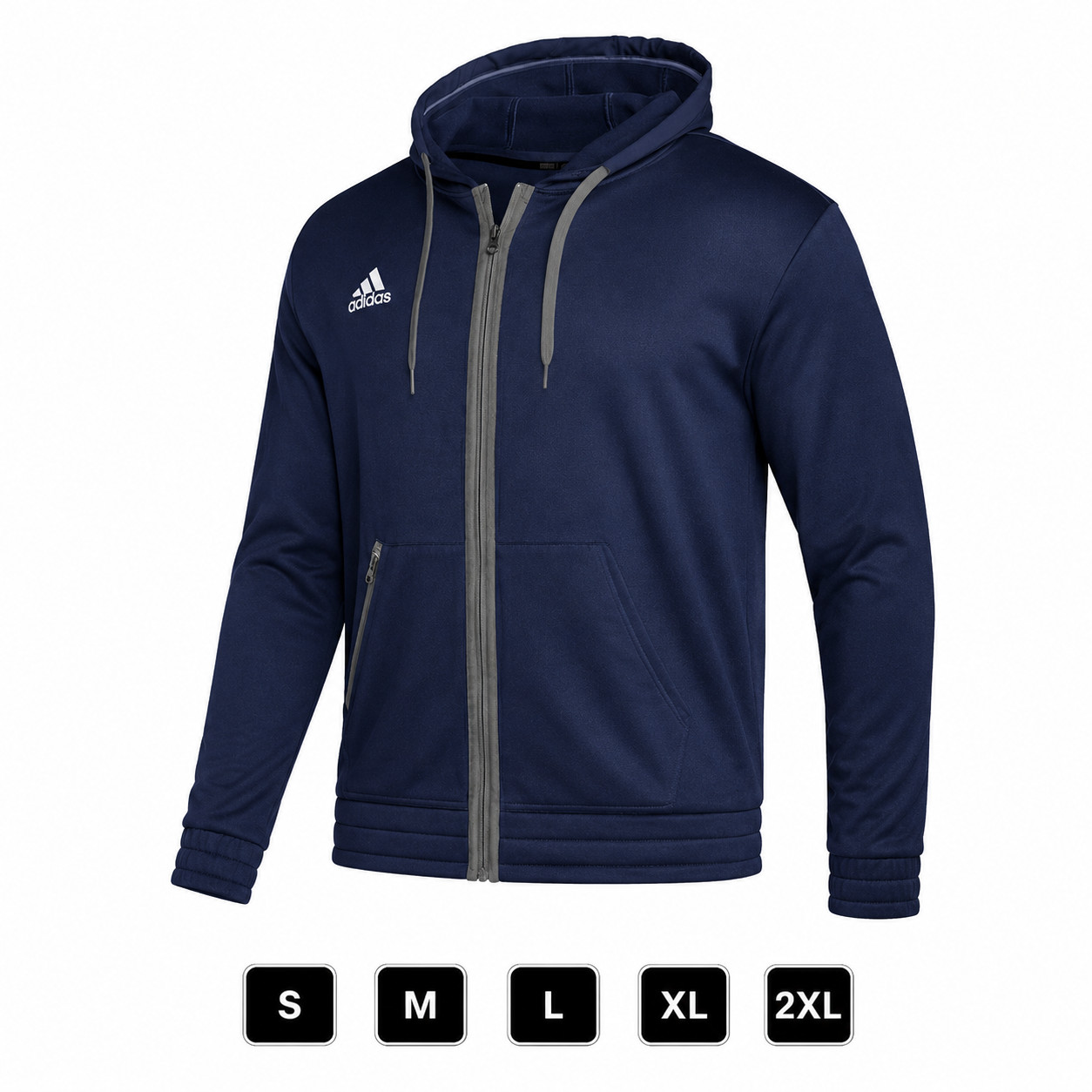 adidas Team Issue Mens Navy Full Zip Hoodie Athletic Training Jacket S-2XL New