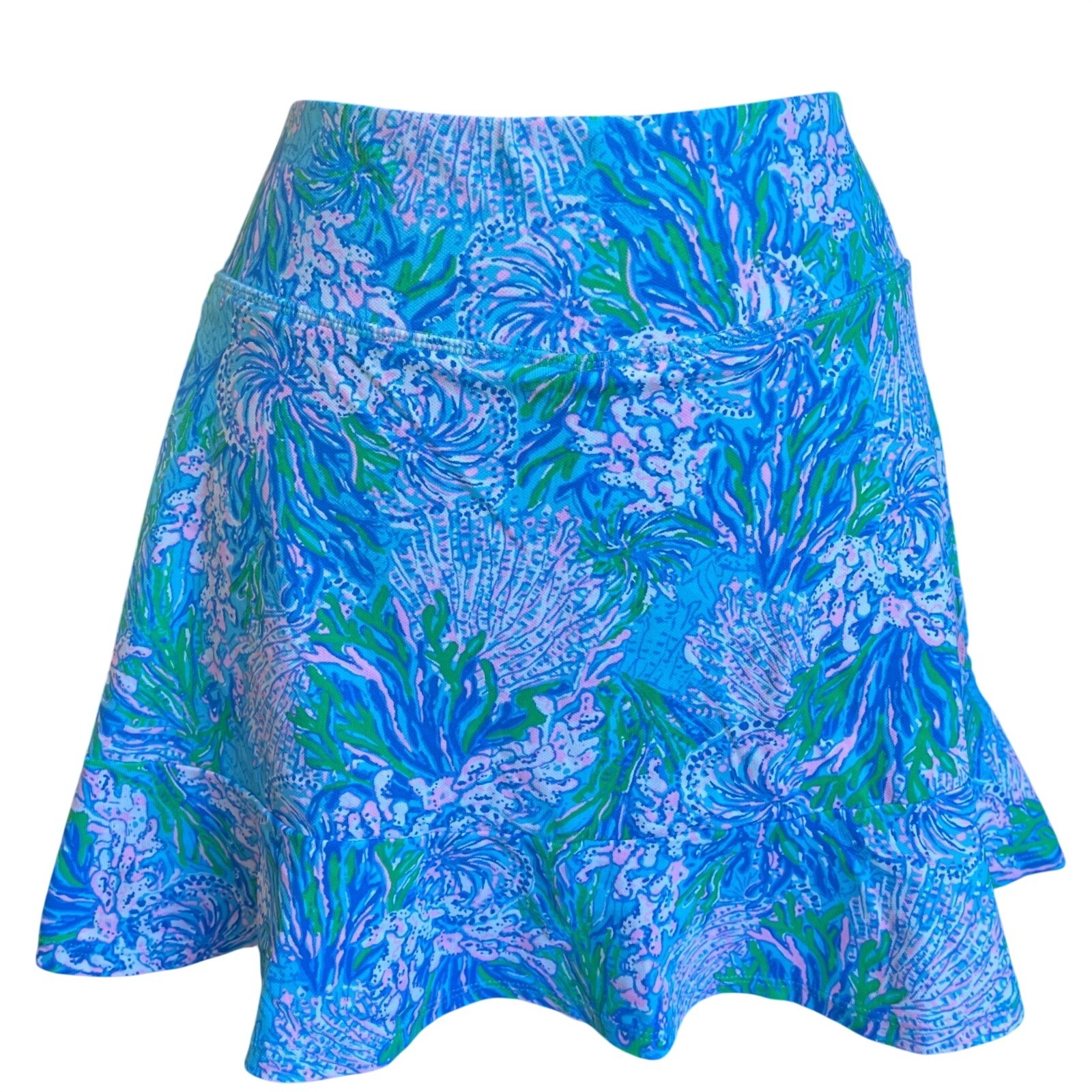 Lilly Pulitzer Luxletic Mermaid In The Shade Skort Blue Green Coral Reef Medium Lilly Pulitzer Luxletic Mermaid In The Shade Skort Blue Green Coral Reef Medium