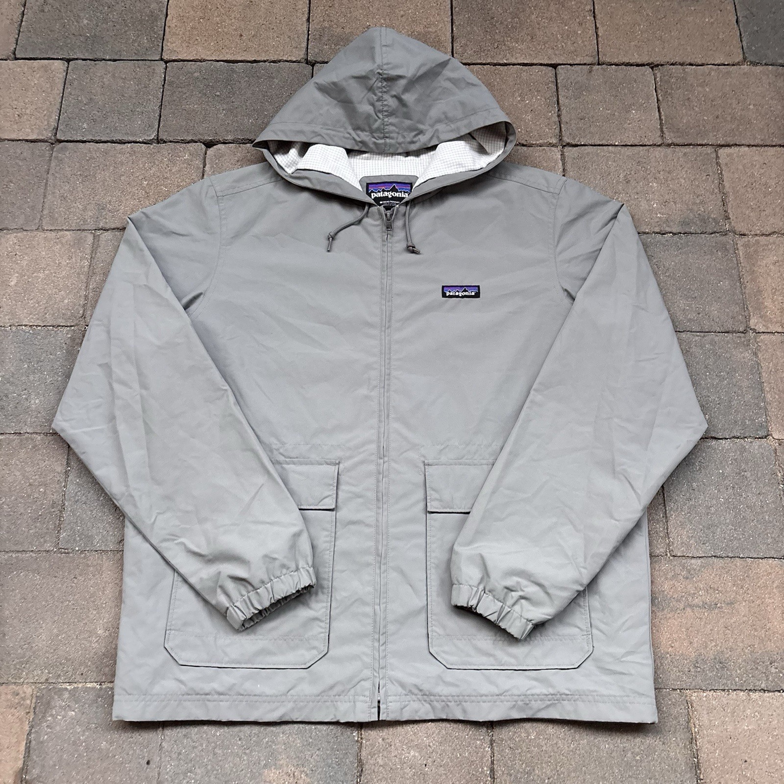 Patagonia Baggies Jacket Men’s Medium Gray Hooded Full Zip Lined Windbreaker Patagonia Baggies Jacket Men’s Medium Gray Hooded Full Zip Lined Windbreaker