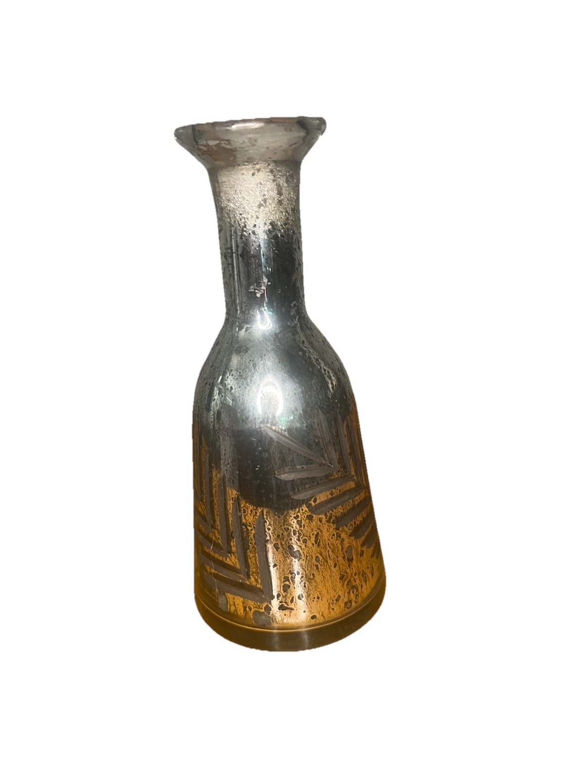 Vintage Etched Mercury Glass Vase Small 7” Boho Arrow Art Deco Vintage Etched Mercury Glass Vase Small 7” Boho Arrow Art Deco