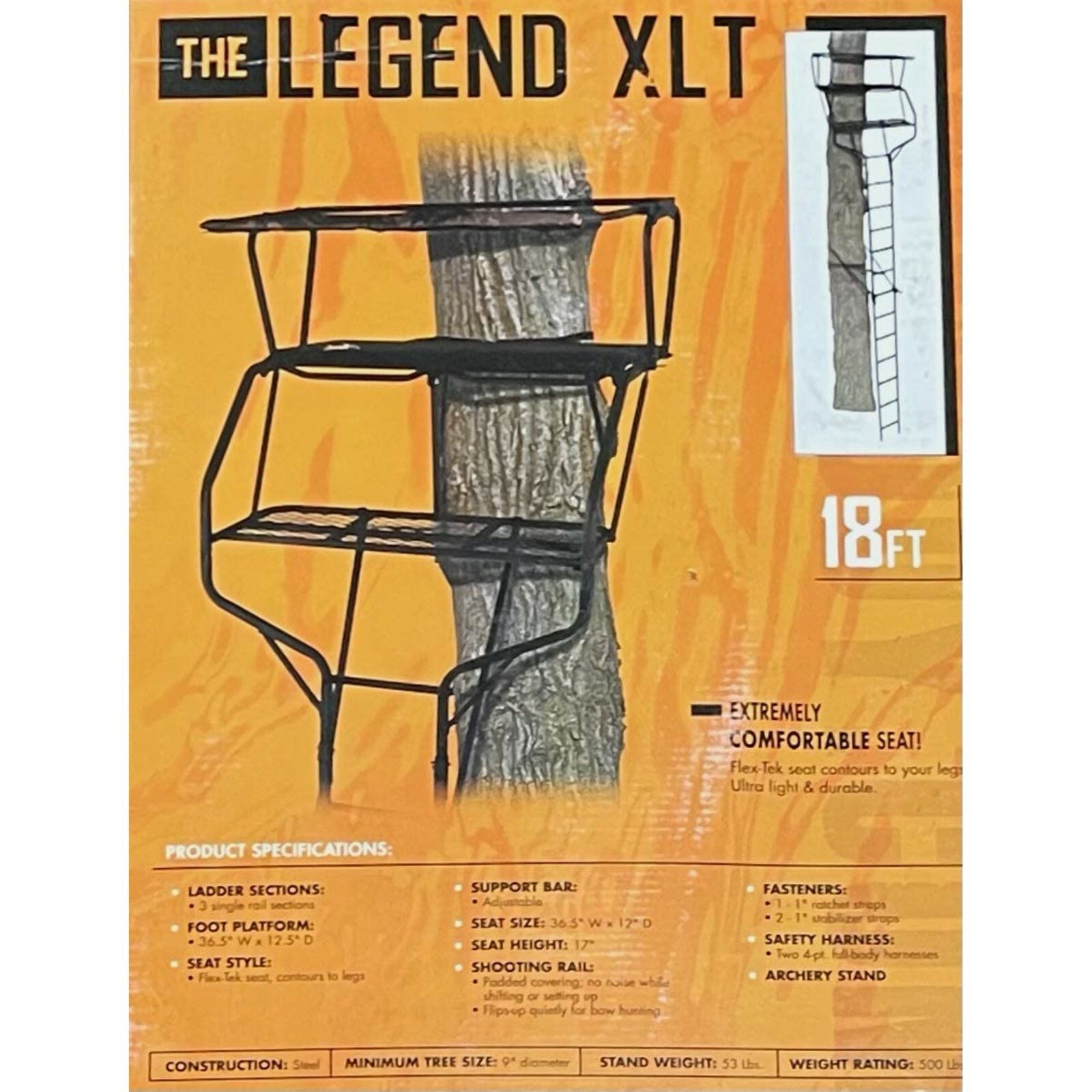 18 Ft Two Man Stand Muddy Legend XLT Deer Hunting Ladder Treestand & 2 Harnesses 18 Ft Two Man Stand Muddy Legend XLT Deer Hunting Ladder Treestand & 2 Harnesses