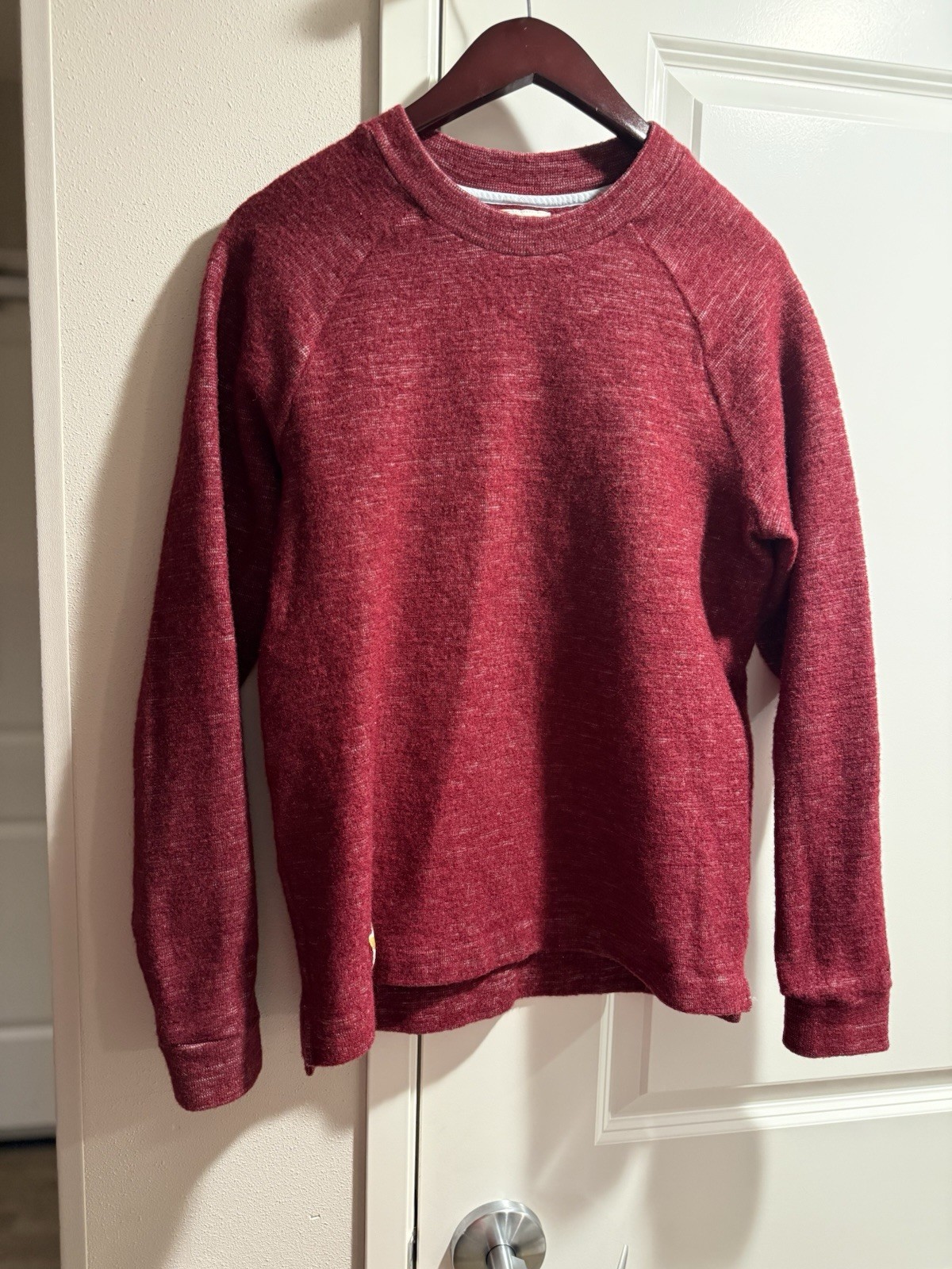 Tracksmith New England Wool Blend Running Crewneck Sweater Red Large