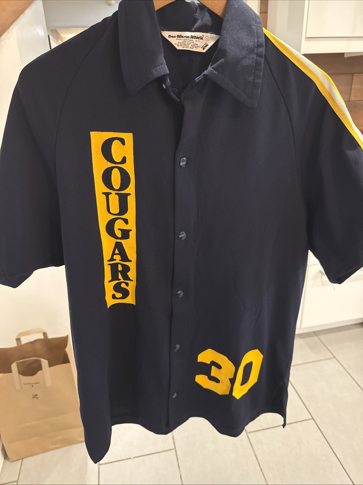 Vintage 1930s Don Allleson Athletic Co. Basketball Cougars Warmup Shirt Size L