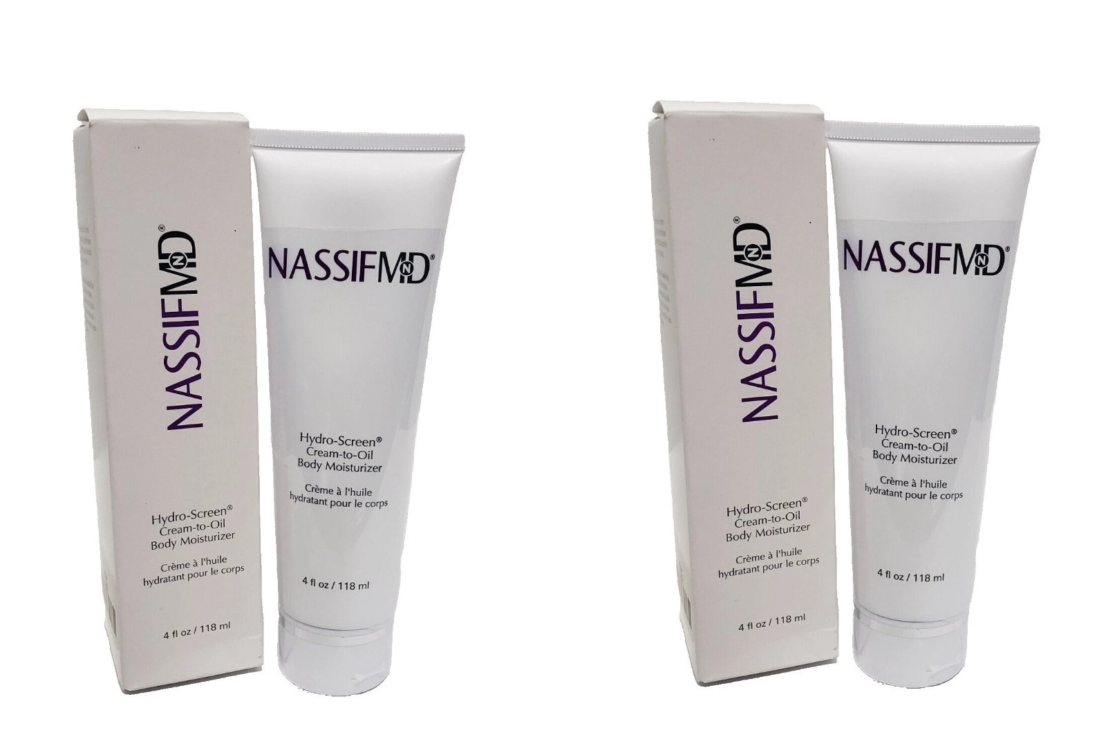 2 x NassifMD Hydro Screen Cream to Oil Body Moisturizer 4oz Each NEW SEALED