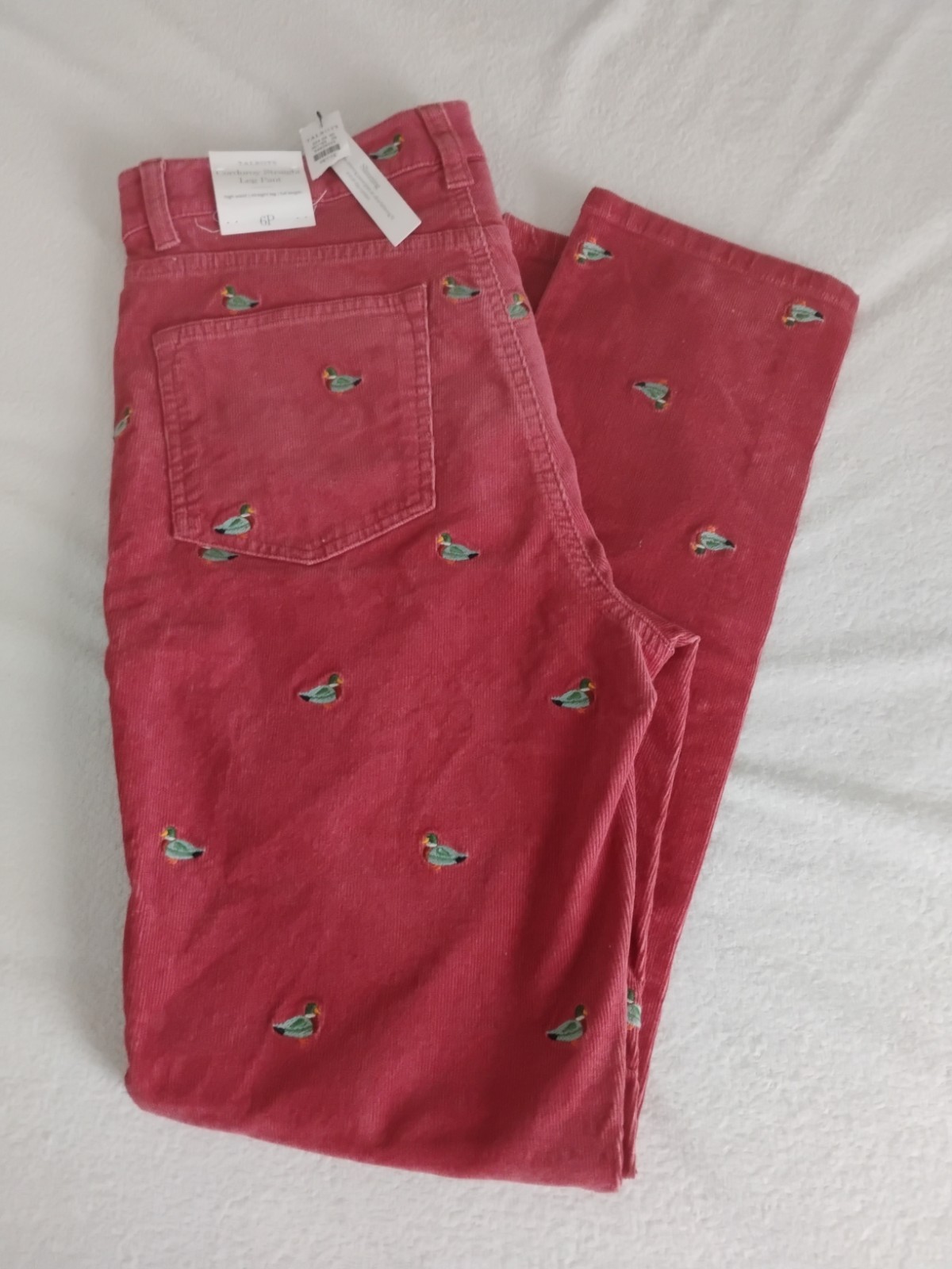 Talbots Corduroy Pants Women’s Petite Straight Leg Embroidered Duck NWT 6P