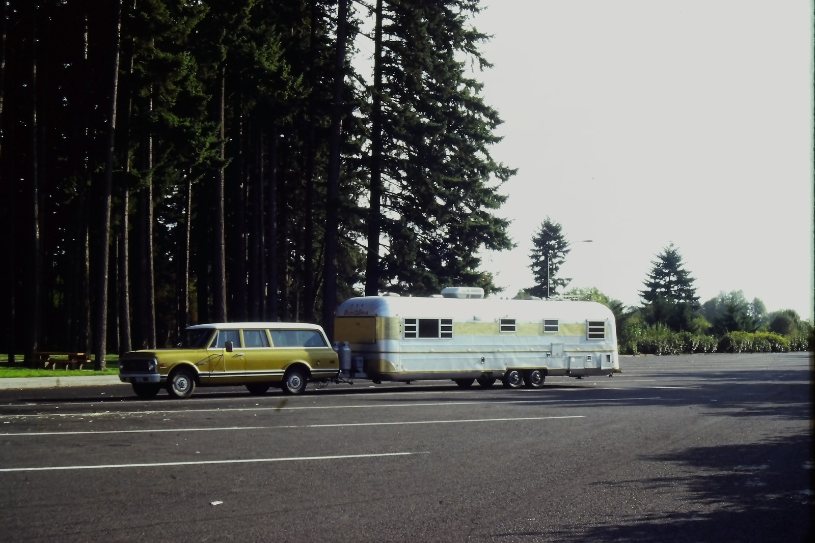 c1970\'s 35mm Slide Chevrolet Suburban Airstream Sovereign Travel Trailer USA c1970\'s 35mm Slide Chevrolet Suburban Airstream Sovereign Travel Trailer USA