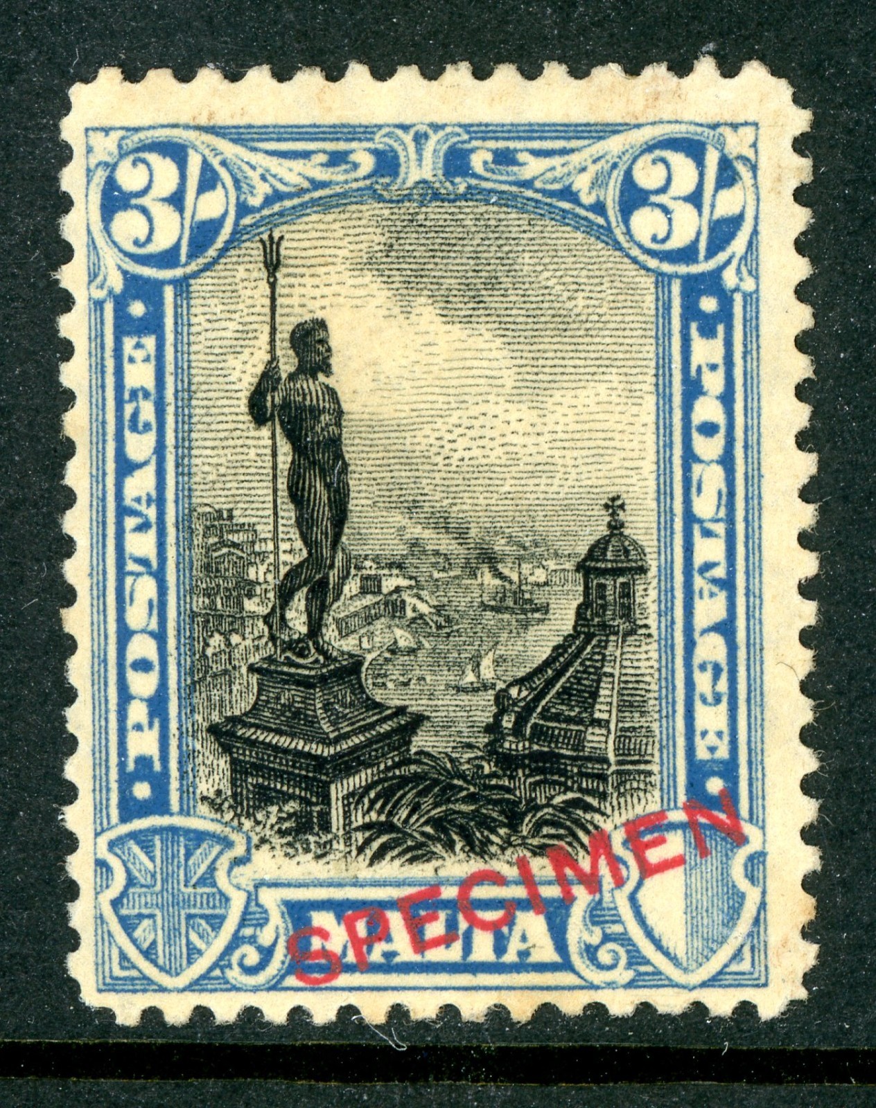 Malta 1926 British KGV 3s Black & Blue Neptune SG #170s Mint A627 Malta 1926 British KGV 3s Black & Blue Neptune SG #170s Mint A627