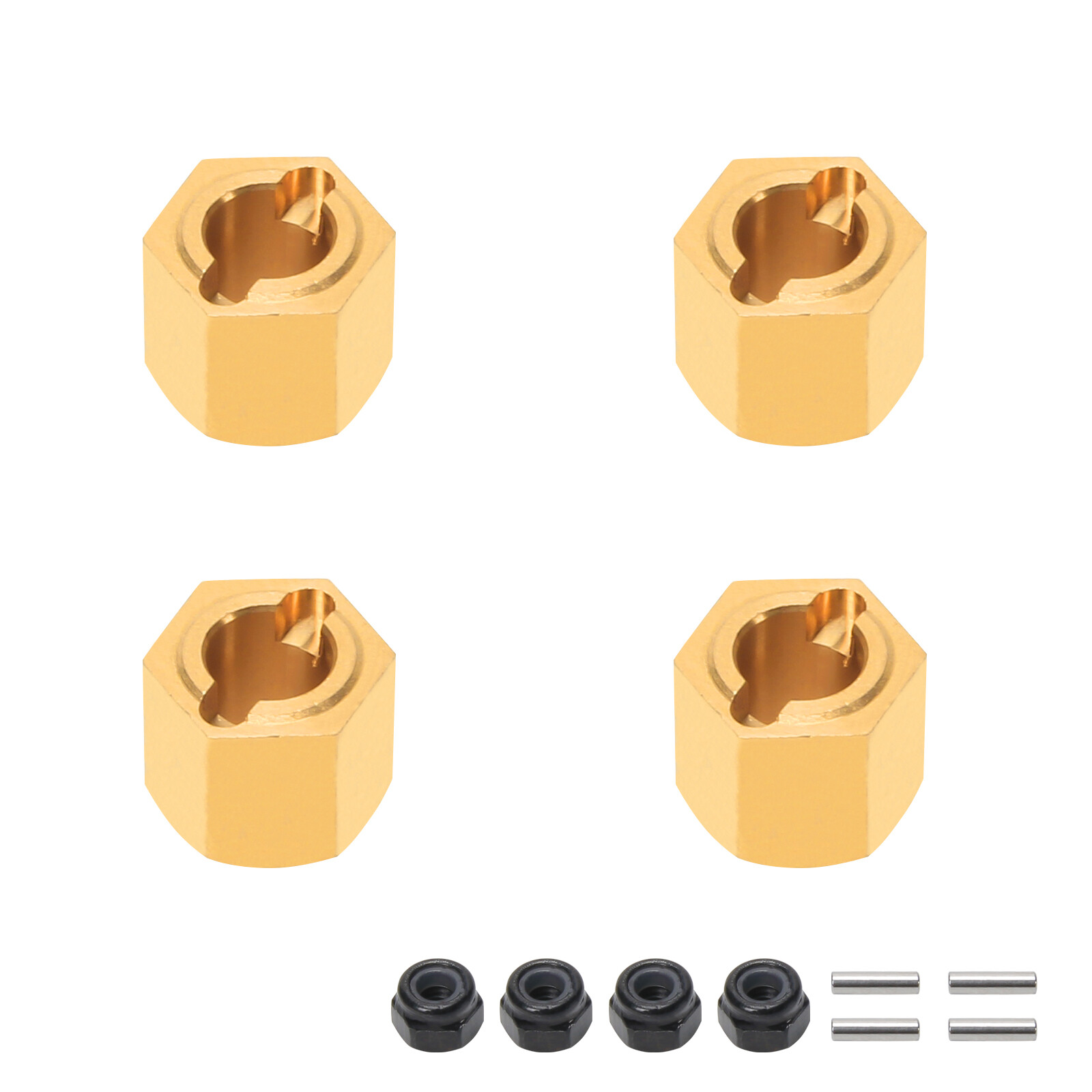 RCAWD Brass Extension Wheel Hex Hub & Wheel Nuts for 1/24 FMS FCX24 RC Car