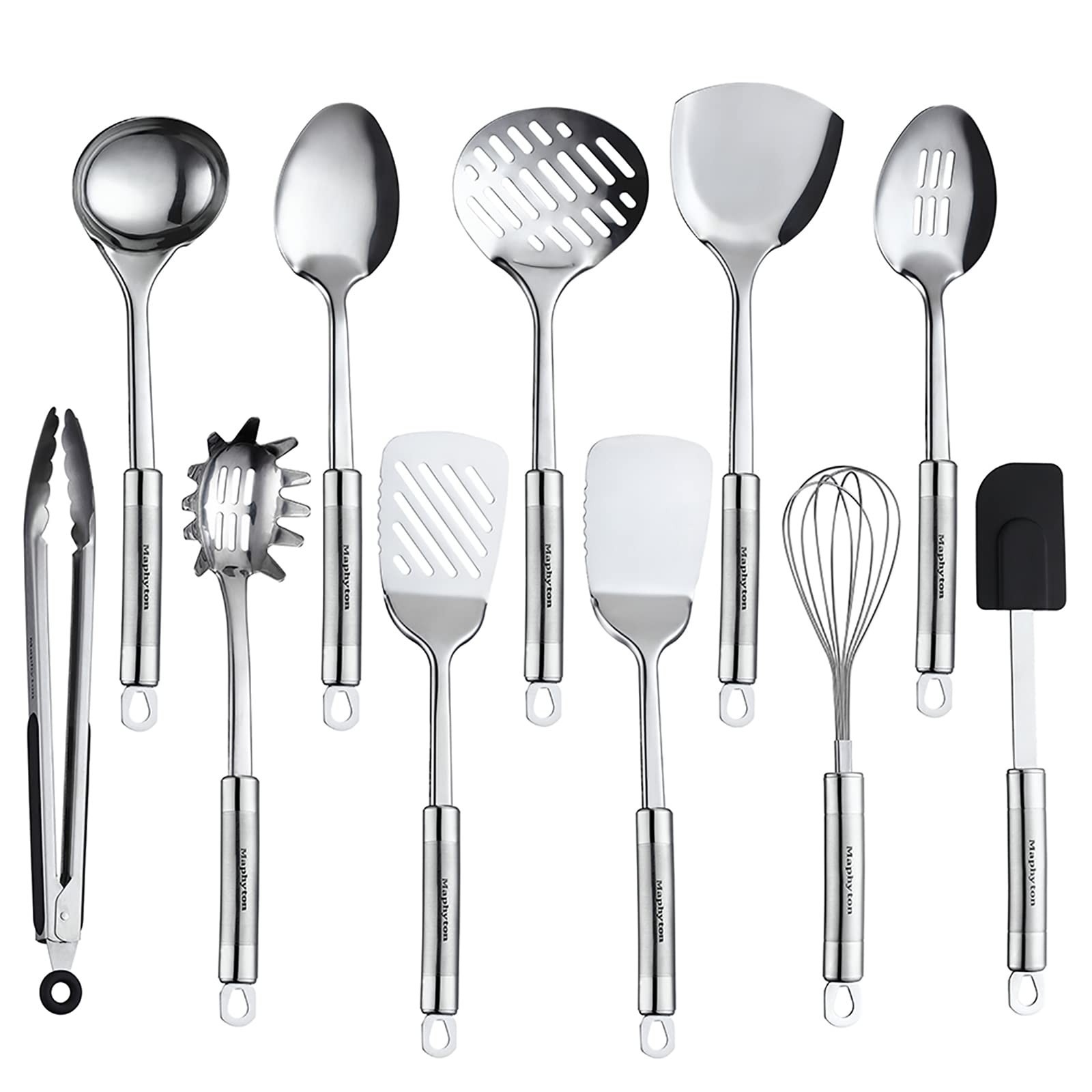 11PCS Stainless Steel Cooking Utensils Set, Kitchen Tools, Durable & Easy Clean